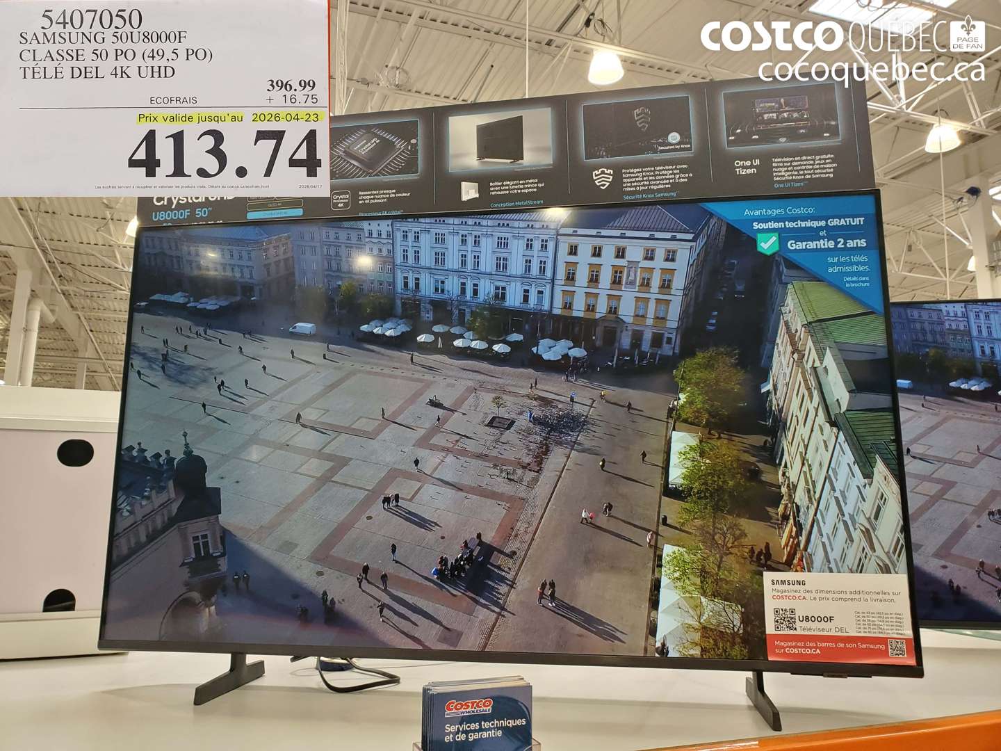 5407050 SAMSUNG 50U8000F CLASSE 50 PO (49,5 PO) TELE DEL 4K UHD (EXPIRES ON 2026-04-23) $413.74