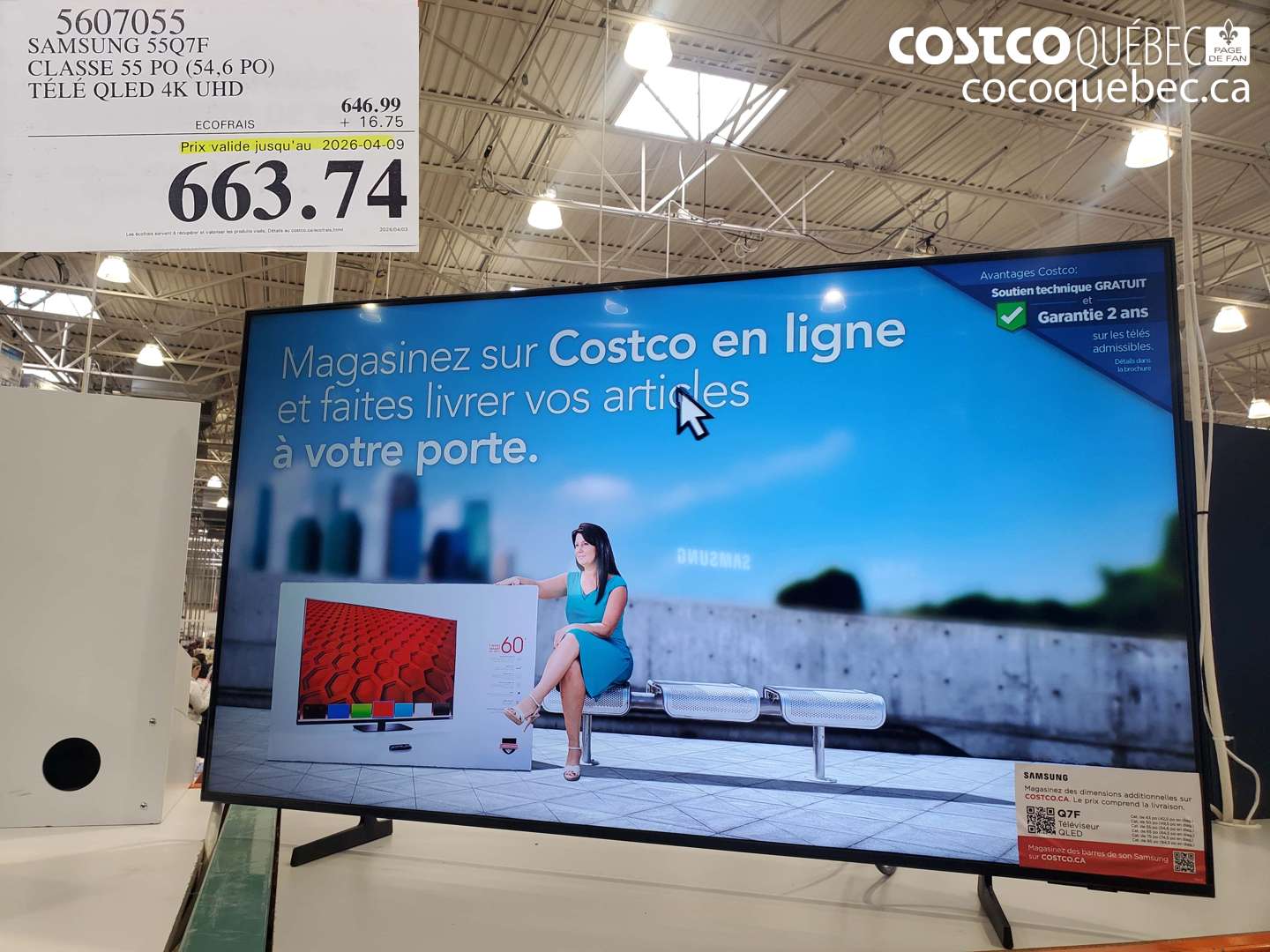 5607055 SAMSUNG 55Q7F CLASSE 55 PO (54,6 PO) TÉLÉ QLED 4K UHD (EXPIRES ON 2026-04-09) $663.74