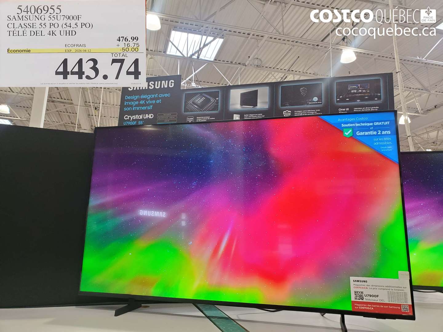 5406955 SAMSUNG 55U7900F CLASSE 55 PO (54,5 PO) TÉLÉ DEL 4K UHD ($50.00 INSTANT SAVINGS EXPIRES ON 2026-04-12) $443.74