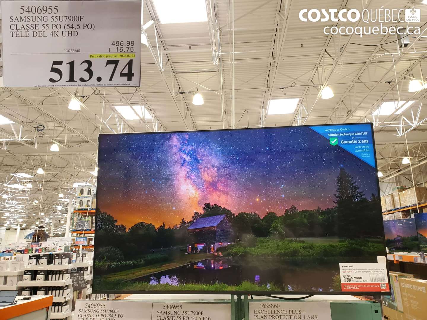 5406955 SAMSUNG 55U7900F CLASS 55 PO (54,5 PO) TELE DEL 4K UHD (EXPIRES ON 2026-04-23) $513.74