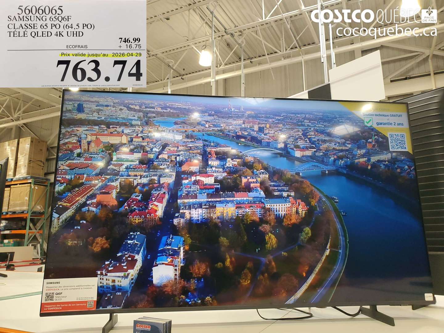 5606065 SAMSUNG 65Q6F CLASSE 65 PO (64,5 PO) TELE QLED 4K UHD (EXPIRES ON 2026-04-29) $763.74