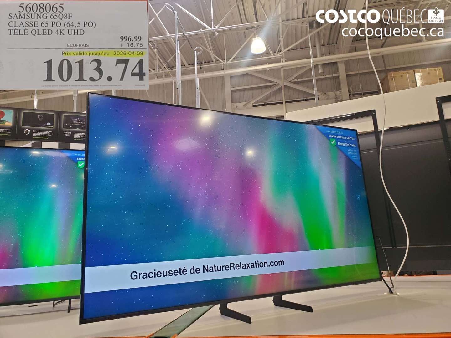 5608065 SAMSUNG 65Q8F CLASSE 65 PO (64,5 PO) TÉLÉ QLED 4K UHD (EXPIRES ON 2026-04-09) $1013.74