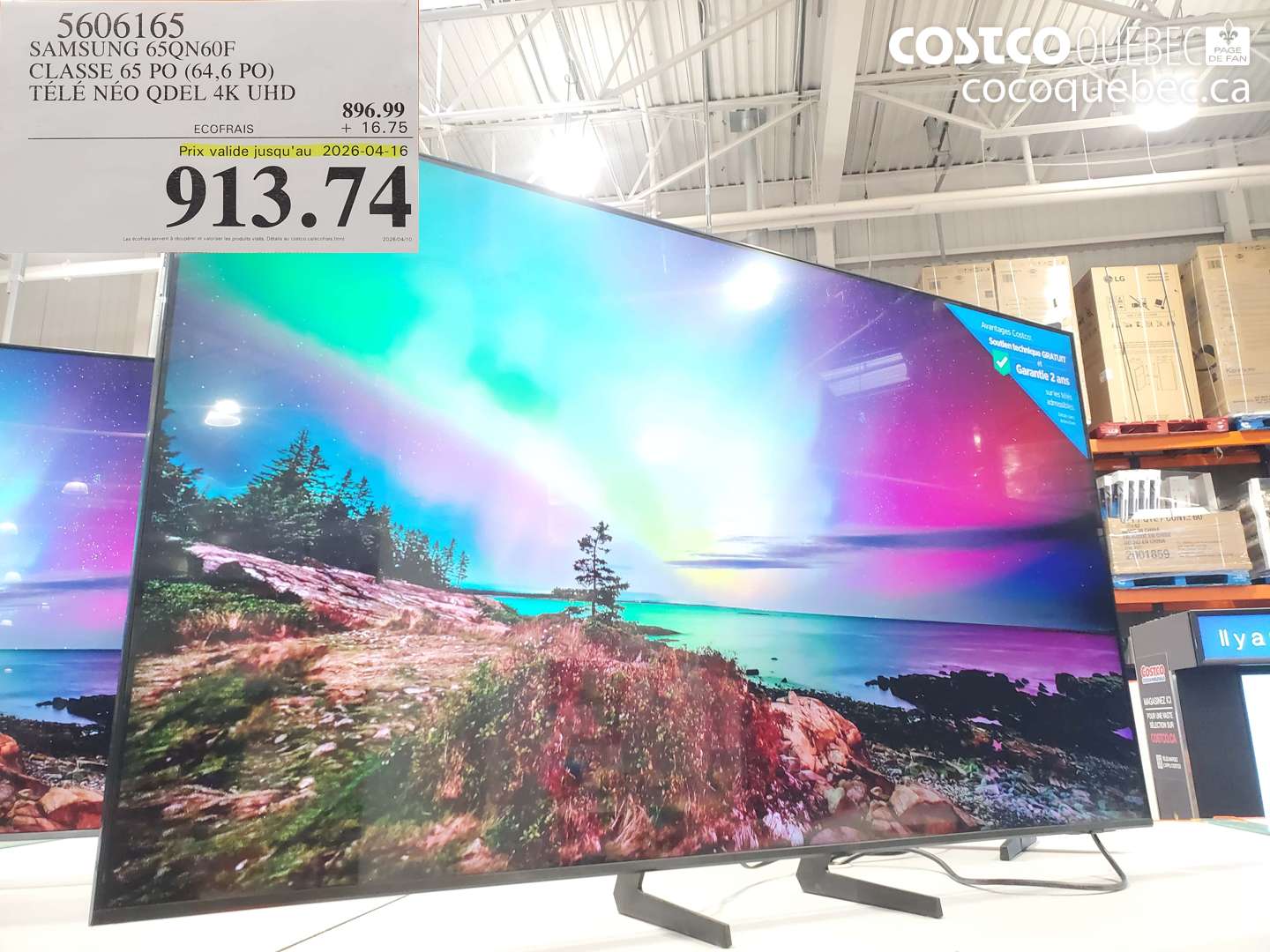 5606165 SAMSUNG 65QN60F CLASSE 65 PO (64,6 PO) TÉLÉ NEO QLED 4K UHD (EXPIRES ON 2026-04-16) $913.74