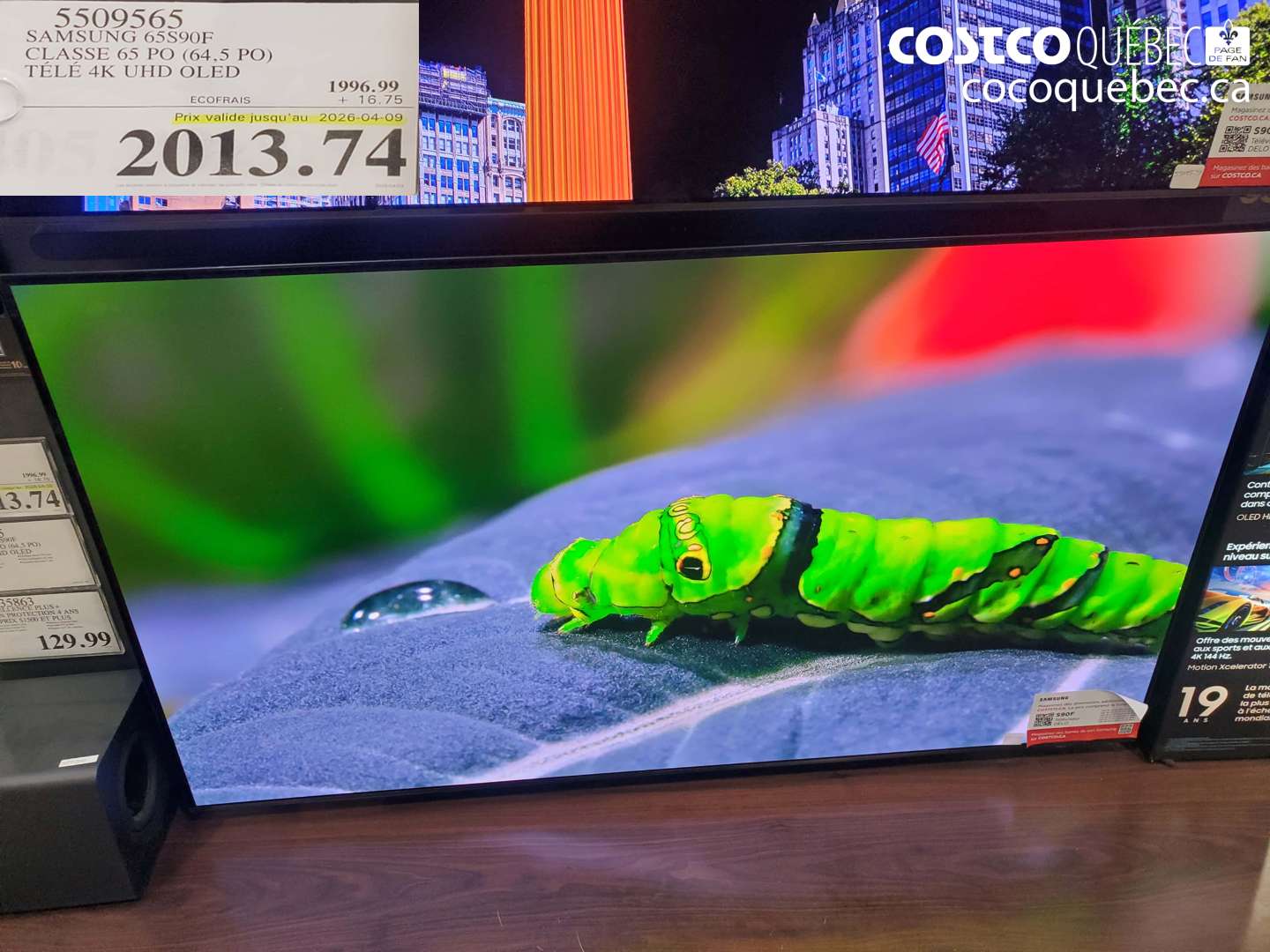 5509565 SAMSUNG 65S90F CLASSE 65 PO (64,5 PO) TÉLÉ 4K UHD OLED (EXPIRES ON 2026-04-09) $2013.74