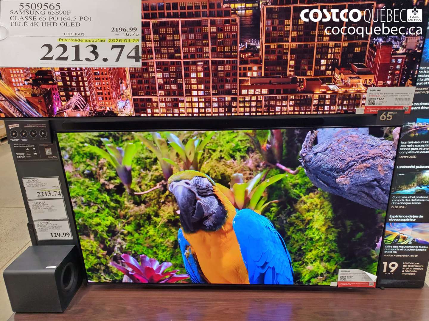 5509565 SAMSUNG 65S90F CLASSE 65 PO (64,5 PO) TÉLÉ 4K UHD OLED (EXPIRES ON 2026-04-23) $2213.74