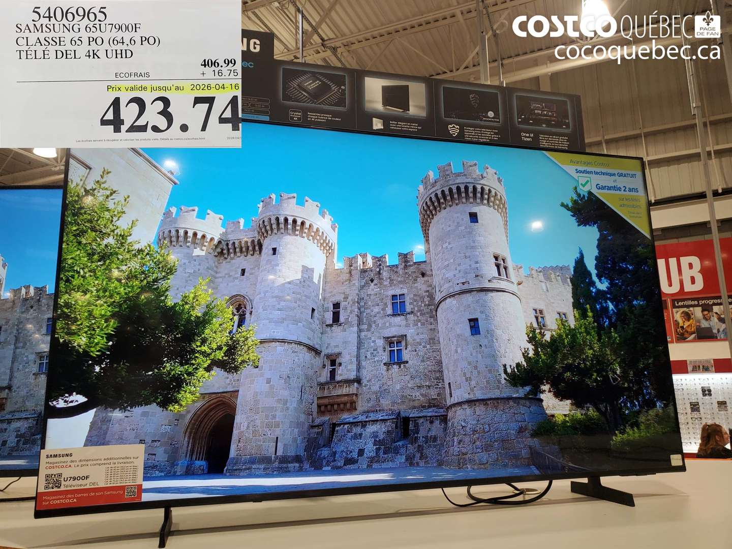 5406965 SAMSUNG 65U7900F CLASSE 65 PO (64,6 PO) TÉLÉ DEL 4K UHD (EXPIRES ON 2026-04-16) $423.74