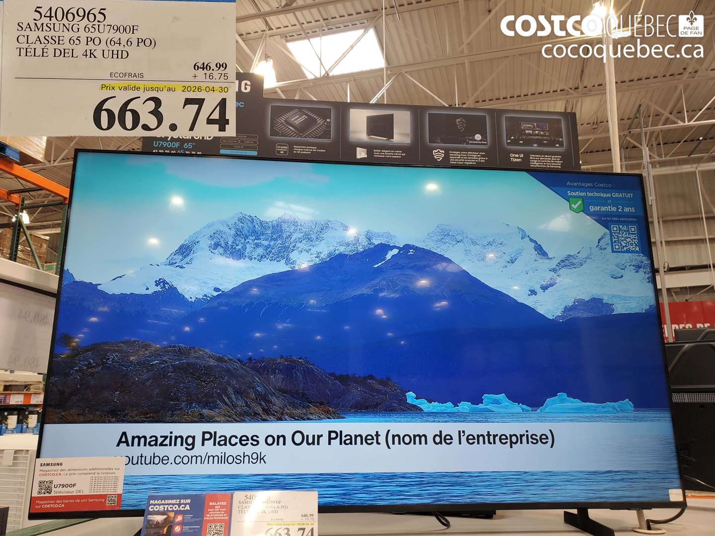 5406965 SAMSUNG 65U7900F CLASSE 65 PO (64,6 PO) TÉLÉ DEL 4K UHD (EXPIRES ON 2026-04-30) $663.74