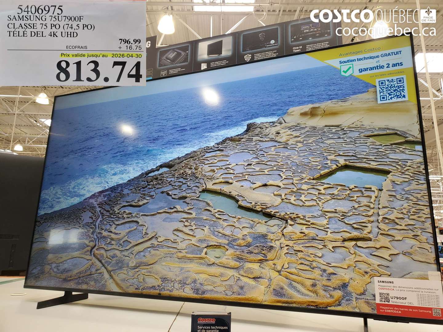 5406975 SAMSUNG 75U7900F CLASSE 75 PO (74,5 PO) TELE DEL 4K UHD (EXPIRES ON 2026-04-30) $813.74