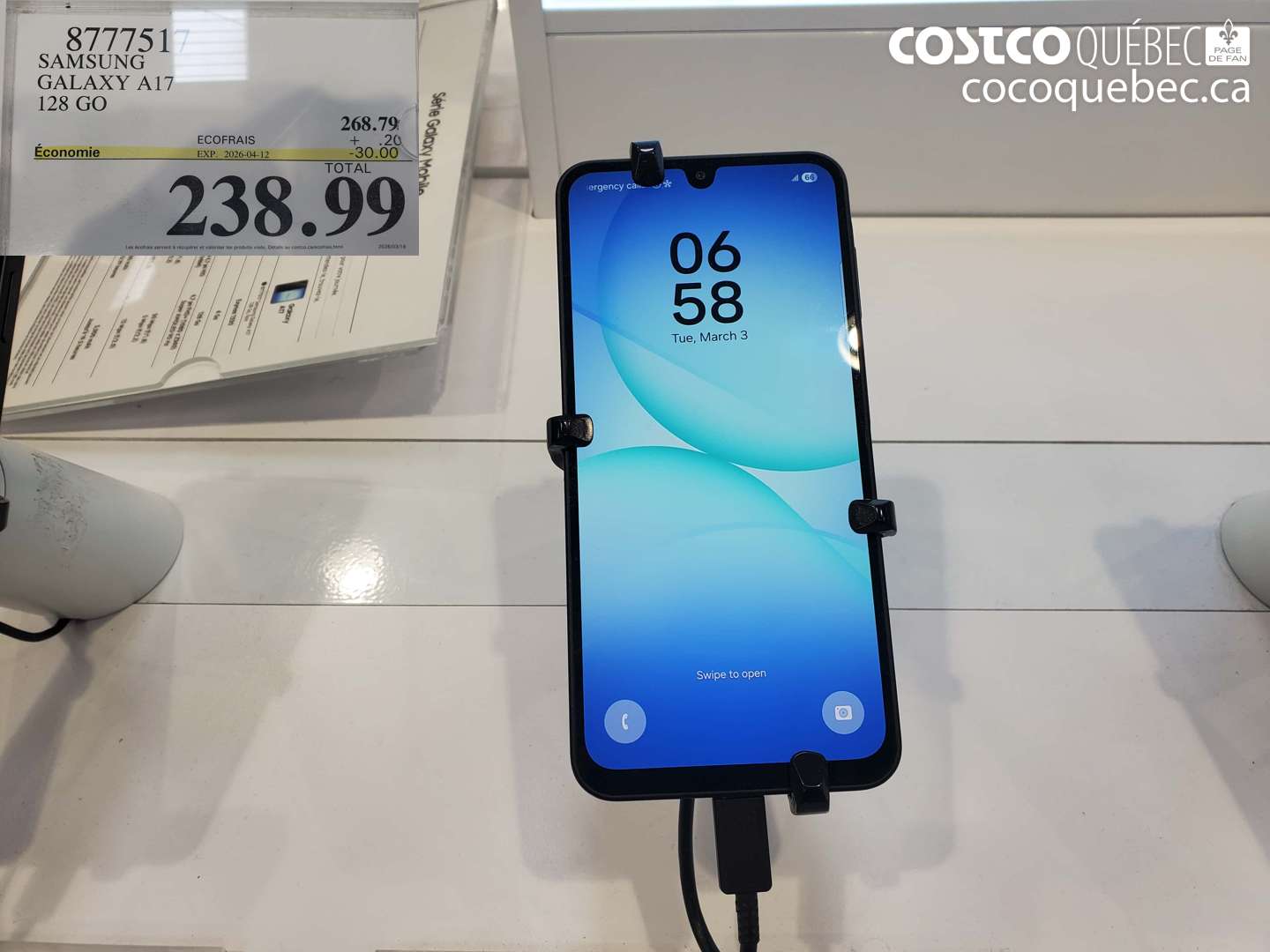 8777517 SAMSUNG GALAXY A17 128 GO ($30.00 INSTANT SAVINGS EXPIRES ON 2026-04-12) $238.99