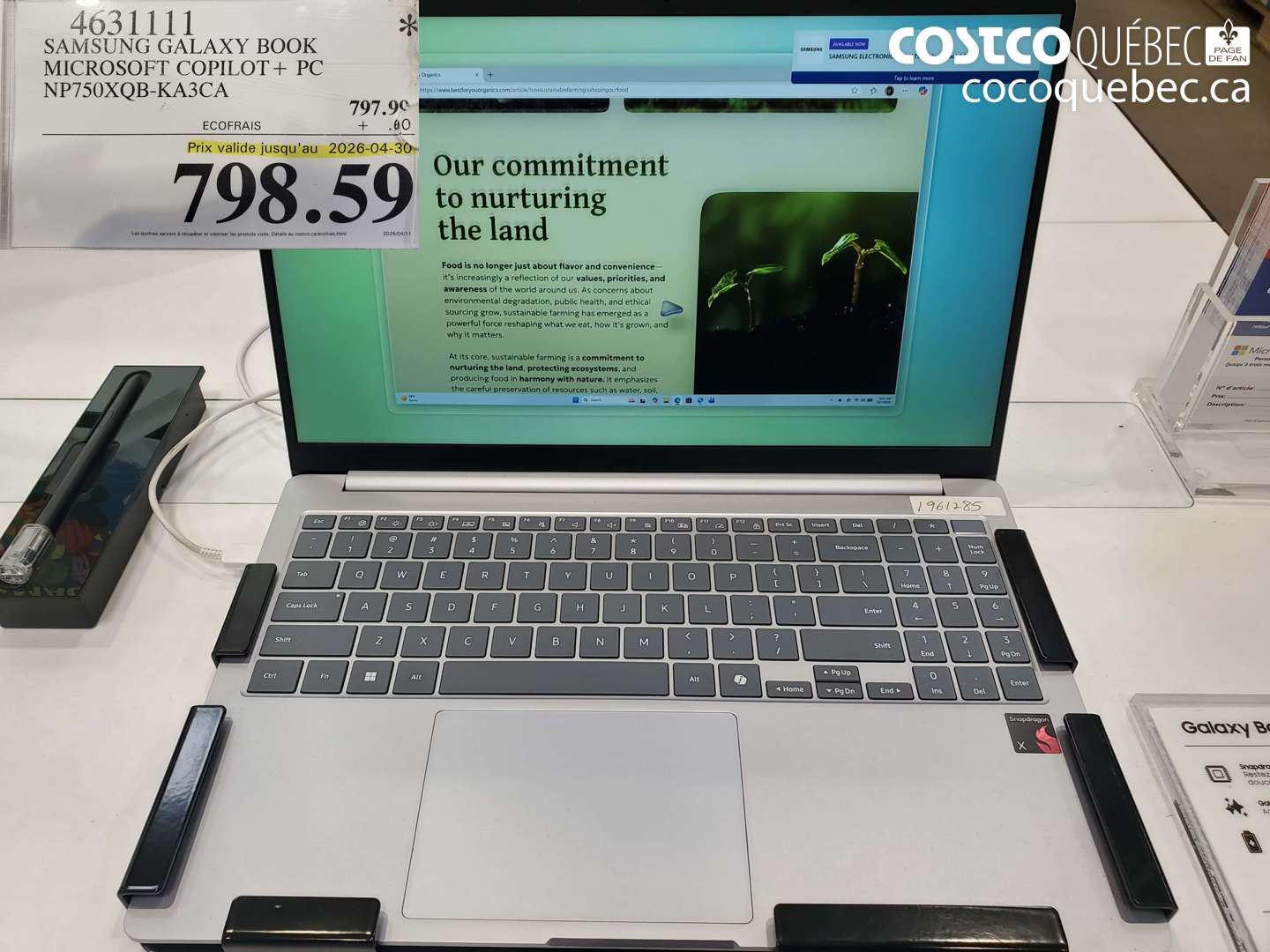 4631111 SAMSUNG GALAXY BOOK MICROSOFT COPILOT + PC NP750XQQB-KA3CA (EXPIRES ON 2026-04-30) $798.59