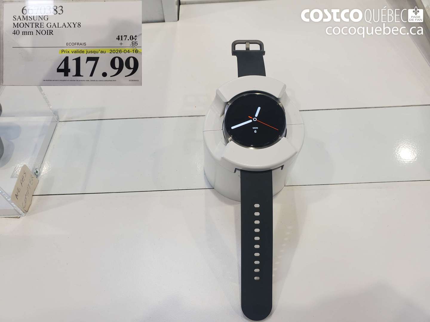 6670383 SAMSUNG MONTRE GALAXY8 40 MM NOIR (EXPIRES ON 2026-04-16) $417.99