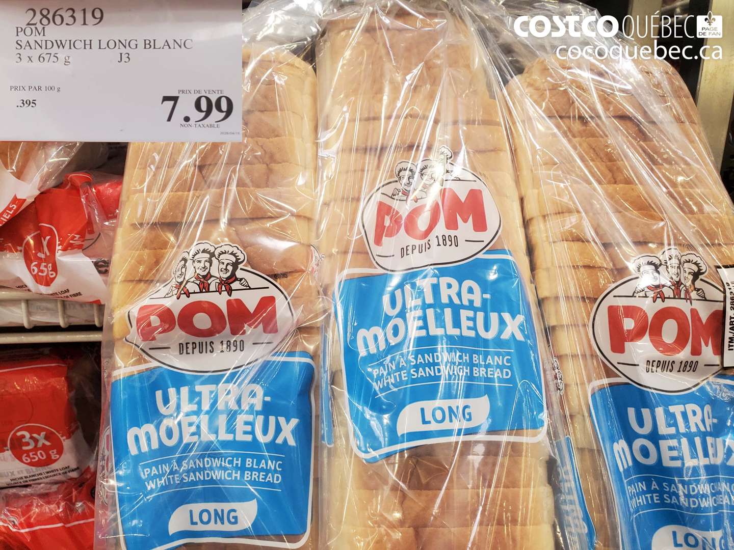 286319 SANDWICH LONG BLANC 3 X 675 G $7.99