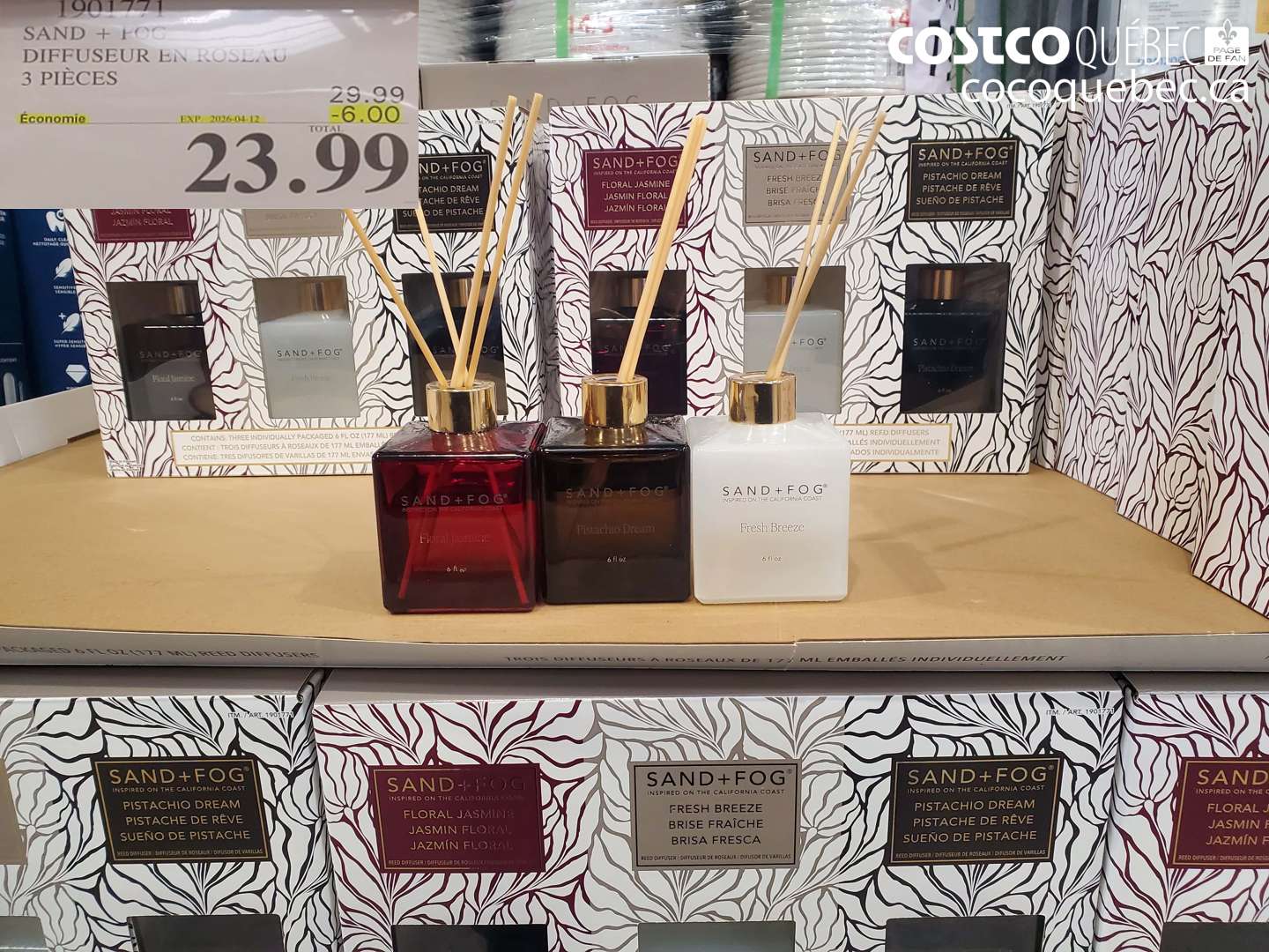 1901771 SAND + FOG DIFFUSEUR EN ROSEAU 3 PIECES ($6.00 INSTANT SAVINGS EXPIRES ON 2026-04-12) $23.99