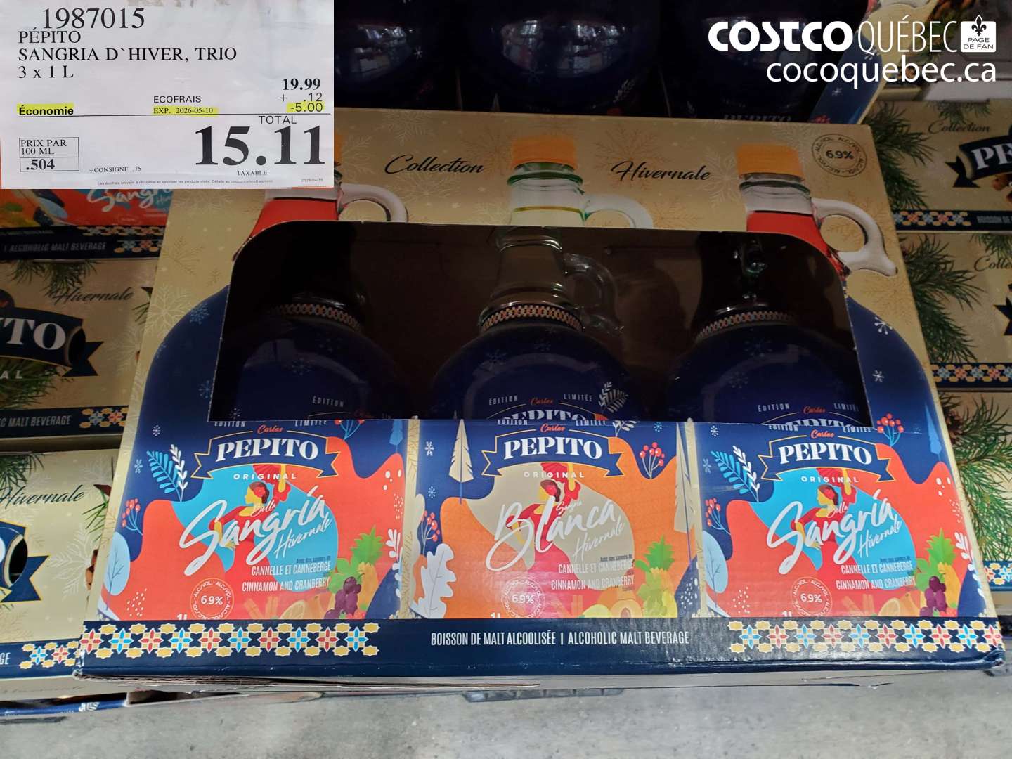 1987015 SANGRIA D'HIVER, TRIO 3 X 1 L ($5.00 INSTANT SAVINGS EXPIRES ON 2026-05-10) $15.11