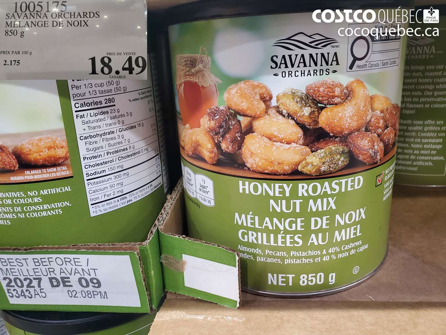 1005175 SAVANNA ORCHARDS MELANGE DE NOIX 850 G $18.49