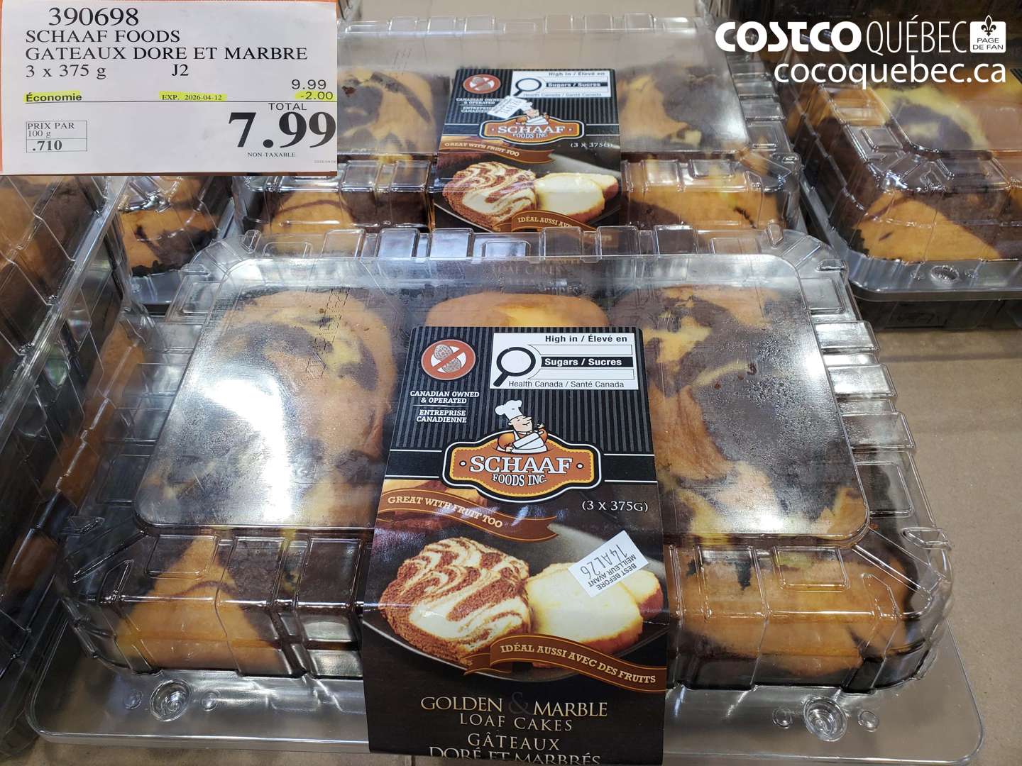 390698 SCHAAF FOODS GATEAUX DORE ET MARBRE ($2.00 INSTANT SAVINGS EXPIRES ON 2026-04-12) $7.99