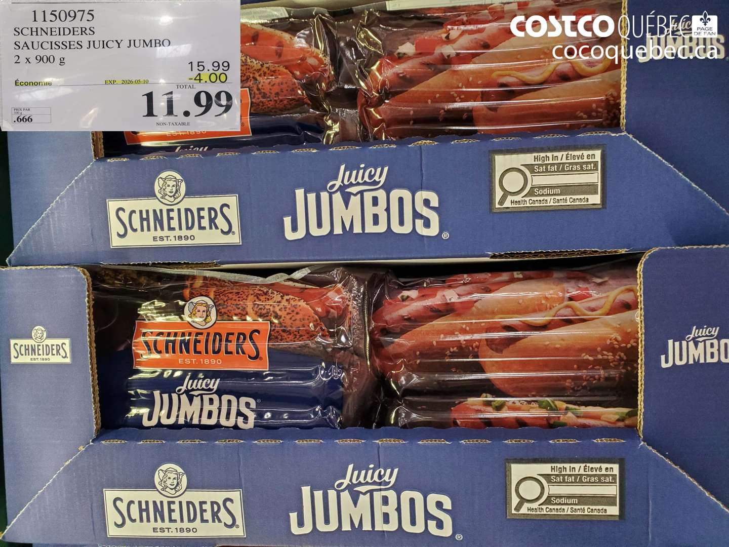 1150975 SCHNEIDERS SAUCISSES JUICY JUMBO ($4.00 INSTANT SAVINGS EXPIRES ON 2026-05-10) $11.99