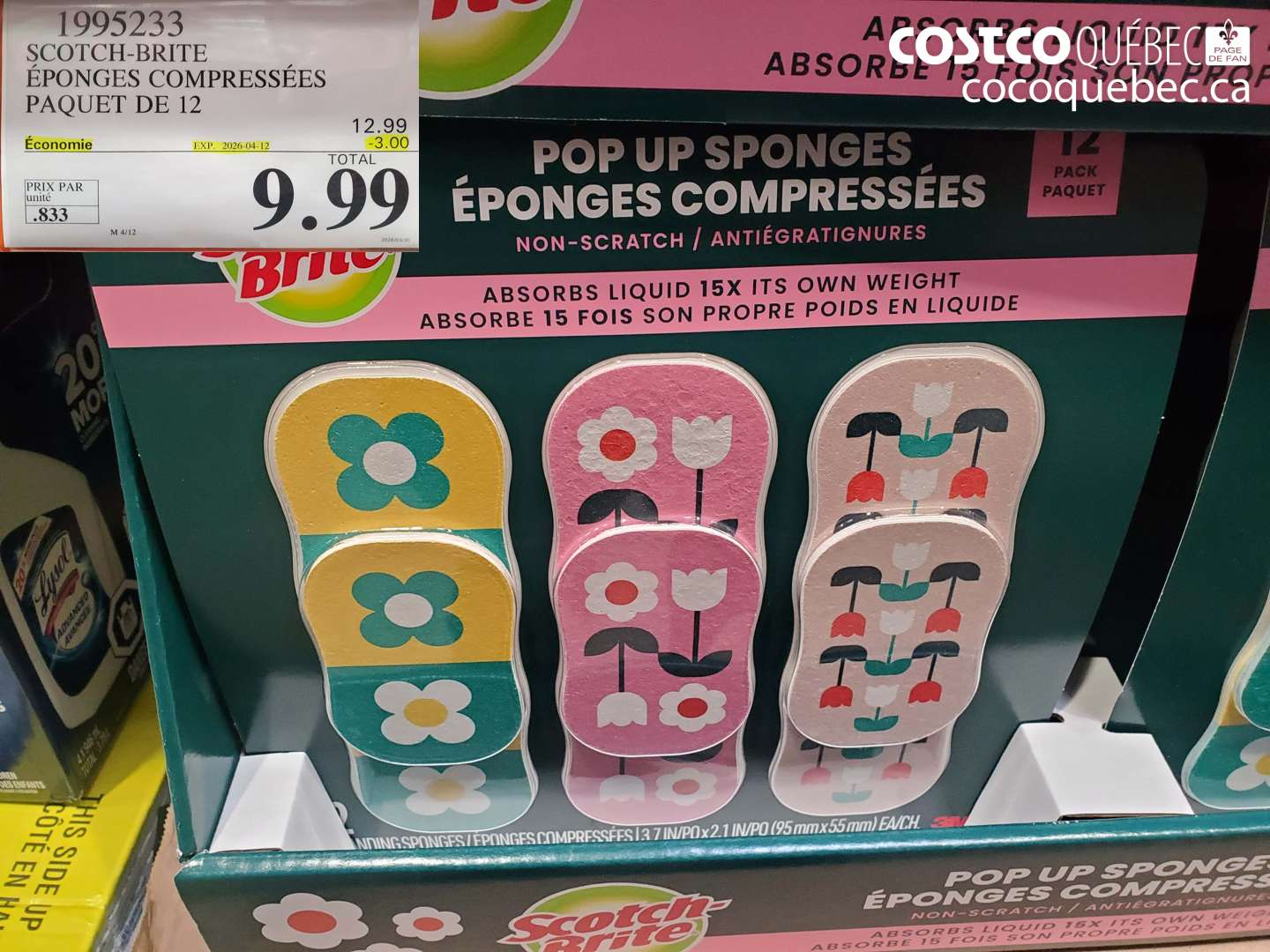 1995233 SCOTCH-BRITE ÉPONGES COMPRESSÉES PAQUET DE 12 ($3.00 INSTANT SAVINGS EXPIRES ON 2026-04-12) $9.99