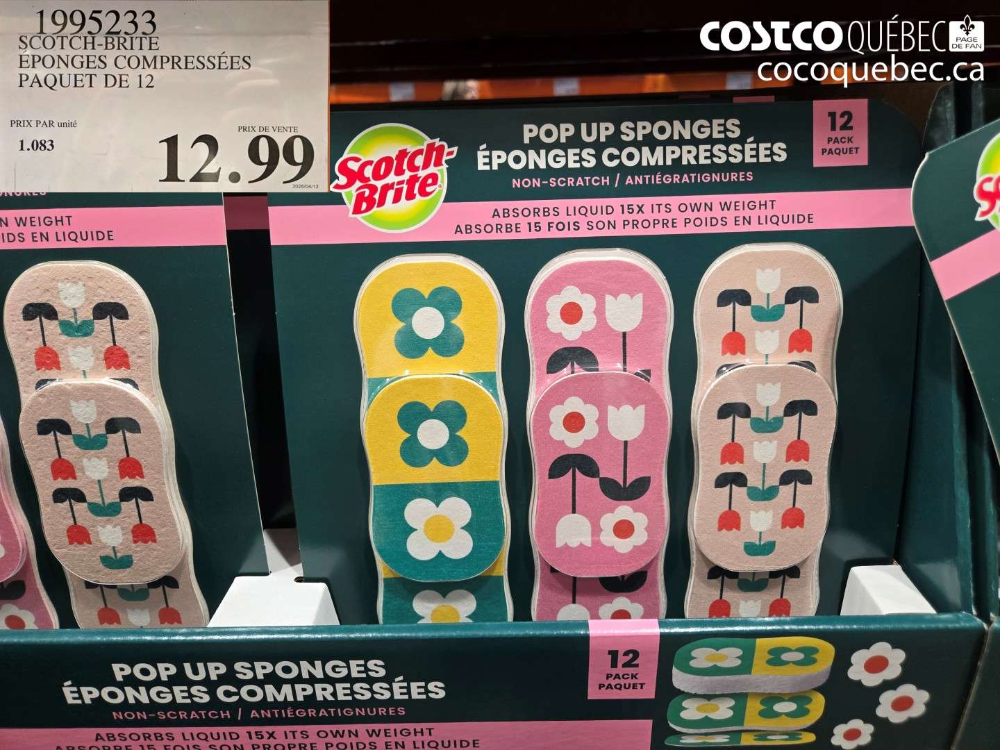 1995233 SCOTCH-BRITE EPONGES COMPRESSEES PAQUET DE 12 $12.99