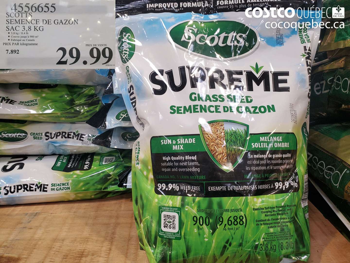 4556655 SCOTTS SEMENCE DE GAZON SAC 3,8 KG $29.99