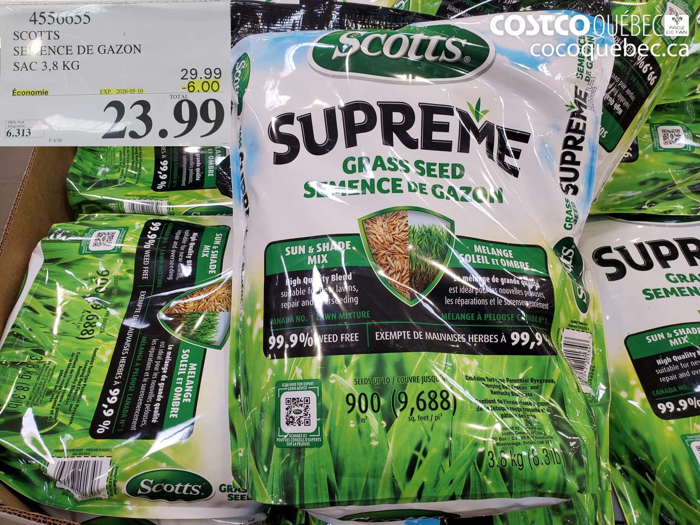 4556655 SCOTTS SEMENCE DE GAZON SAC 3,8 KG ($6.00 INSTANT SAVINGS EXPIRES ON 2026-05-10) $23.99