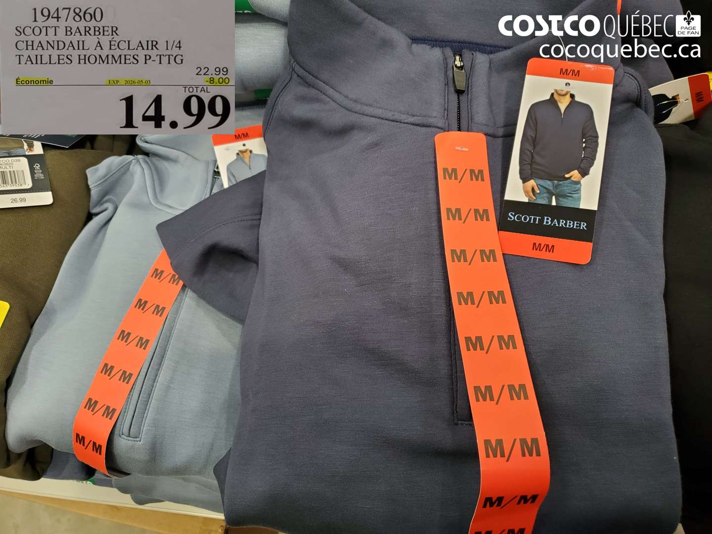 1947860 SCOTT BARBER CHANDAIL À ÉCLAIR 1/4 TAILLES HOMMES P-PTG ($8.00 INSTANT SAVINGS EXPIRES ON 2026-05-03) $14.99