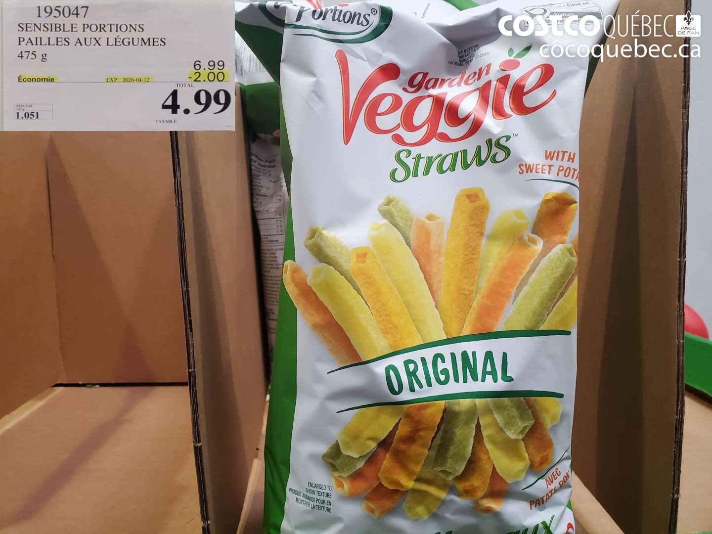 195047 SENSIBLE PORTIONS PAILLES AUX LÉGUMES ($2.00 INSTANT SAVINGS EXPIRES ON 2026-04-12) $4.99