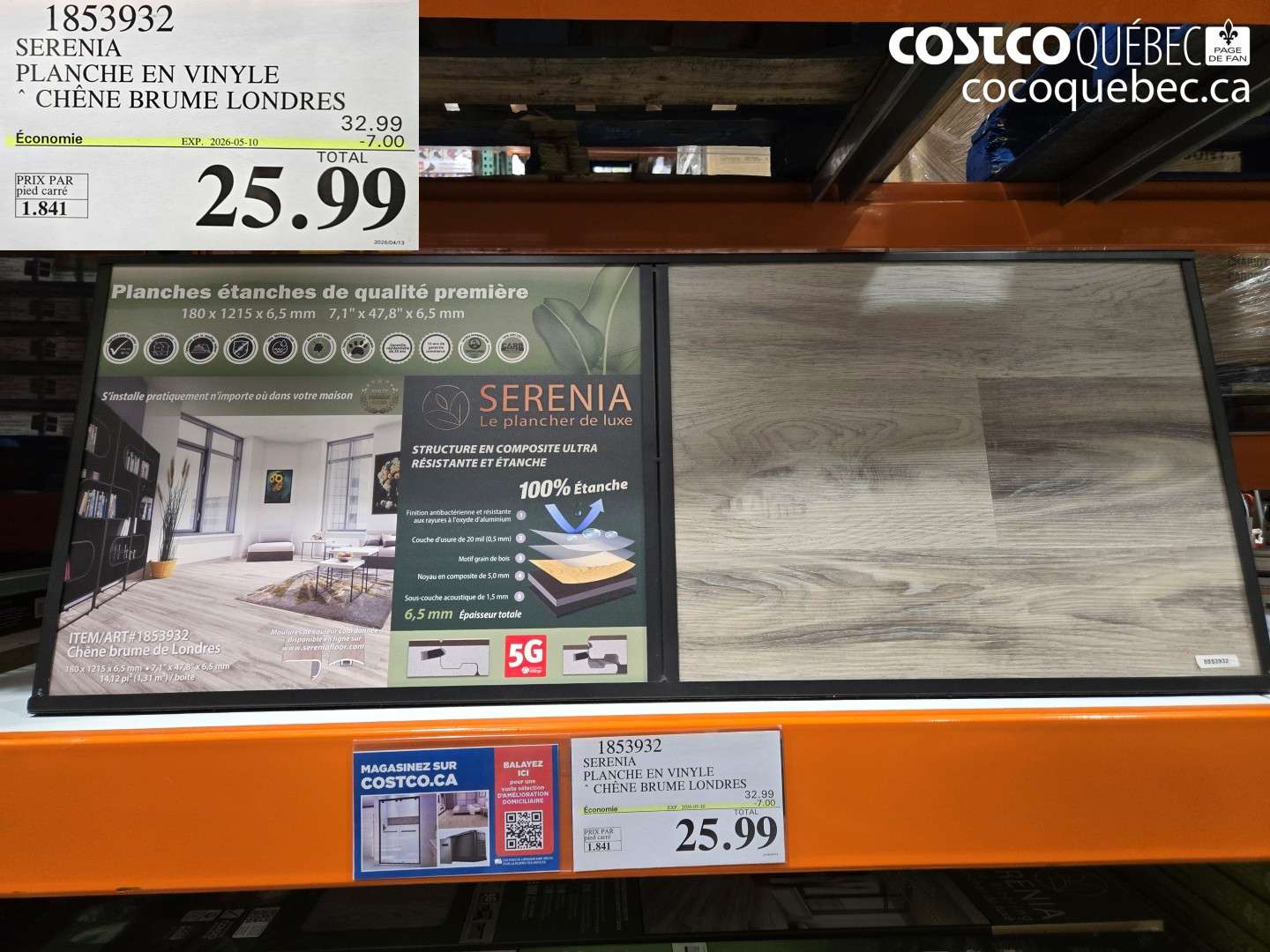 1853932 SERENIA PLANCHE EN VINYLE CHÊNE BRUME LONDRES ($7.00 INSTANT SAVINGS EXPIRES ON 2026-05-10) $25.99