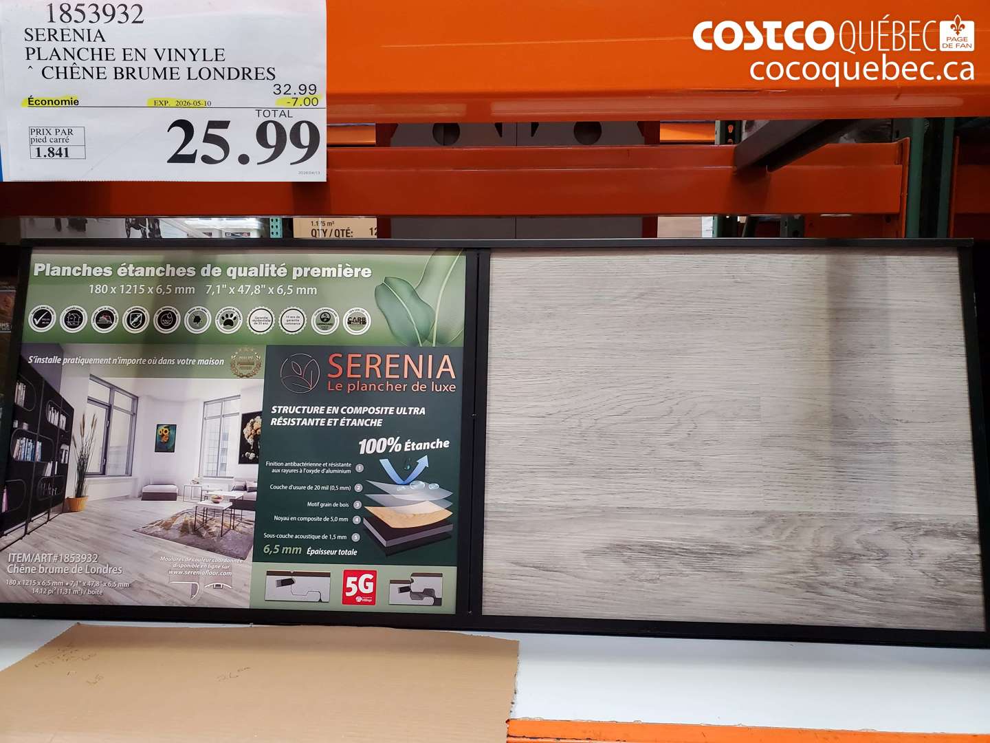 1853932 SERENIA PLANCHE EN VINYLE CHÊNE BRUME LONDRES ($7.00 INSTANT SAVINGS EXPIRES ON 2026-05-10) $25.99