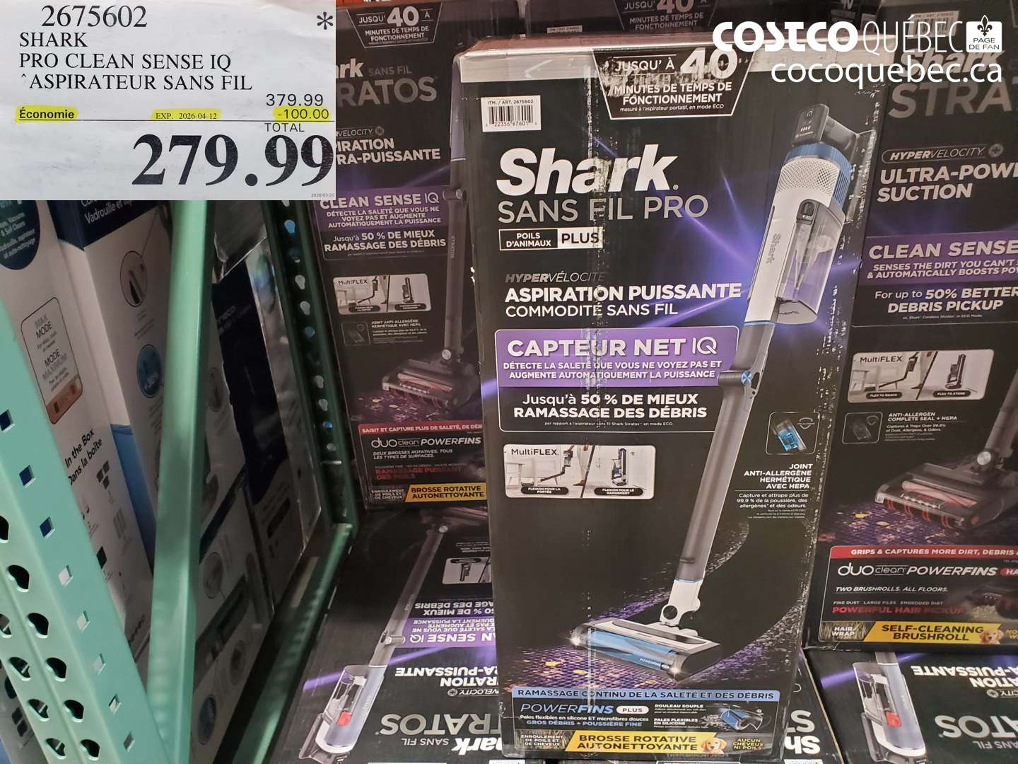 2675602 SHARK PRO CLEAN SENSE IQ ASPIRATEUR SANS FIL ($100.00 INSTANT SAVINGS EXPIRES ON 2026-04-12) $279.99