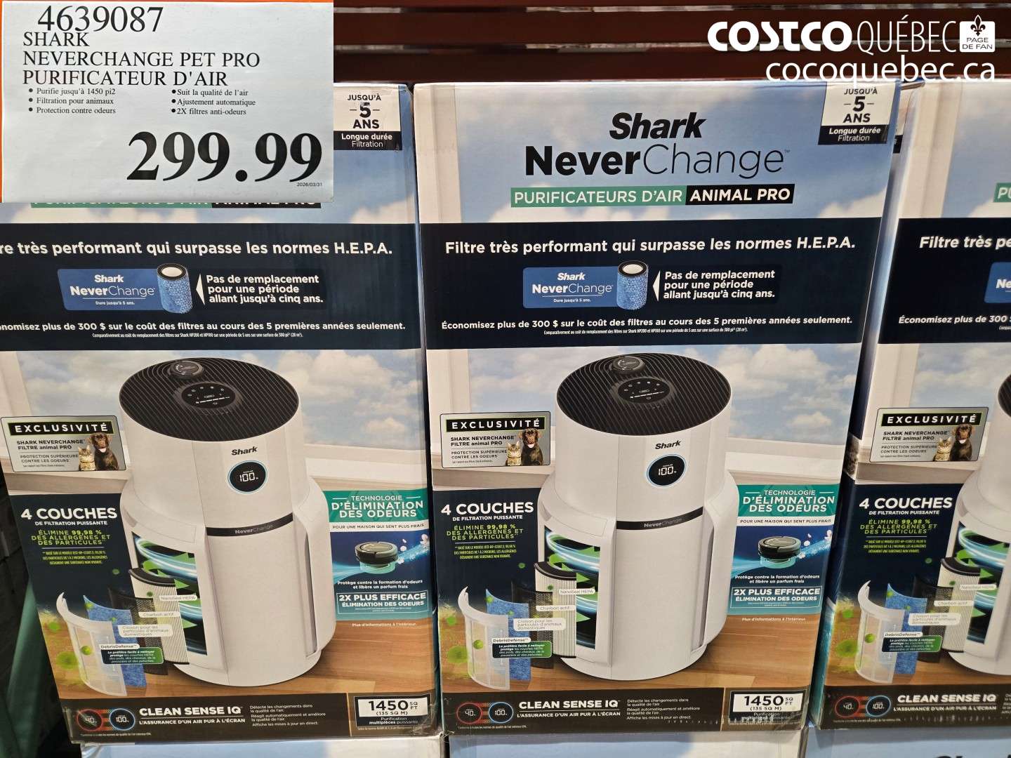 4639087 SHARK NEVERCHANGE PET PRO PURIFICATEUR D'AIR $299.99