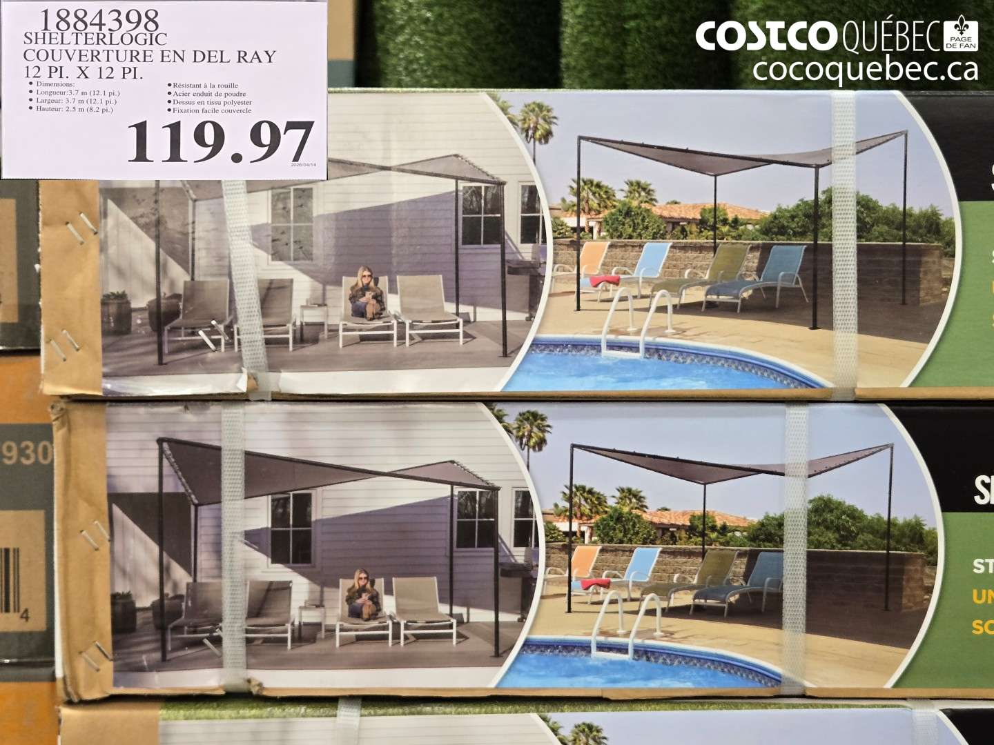 1884398 SHELTERLOGIC COUVERTURE EN DEL RAY 12 PI. X 12 PI. $119.97