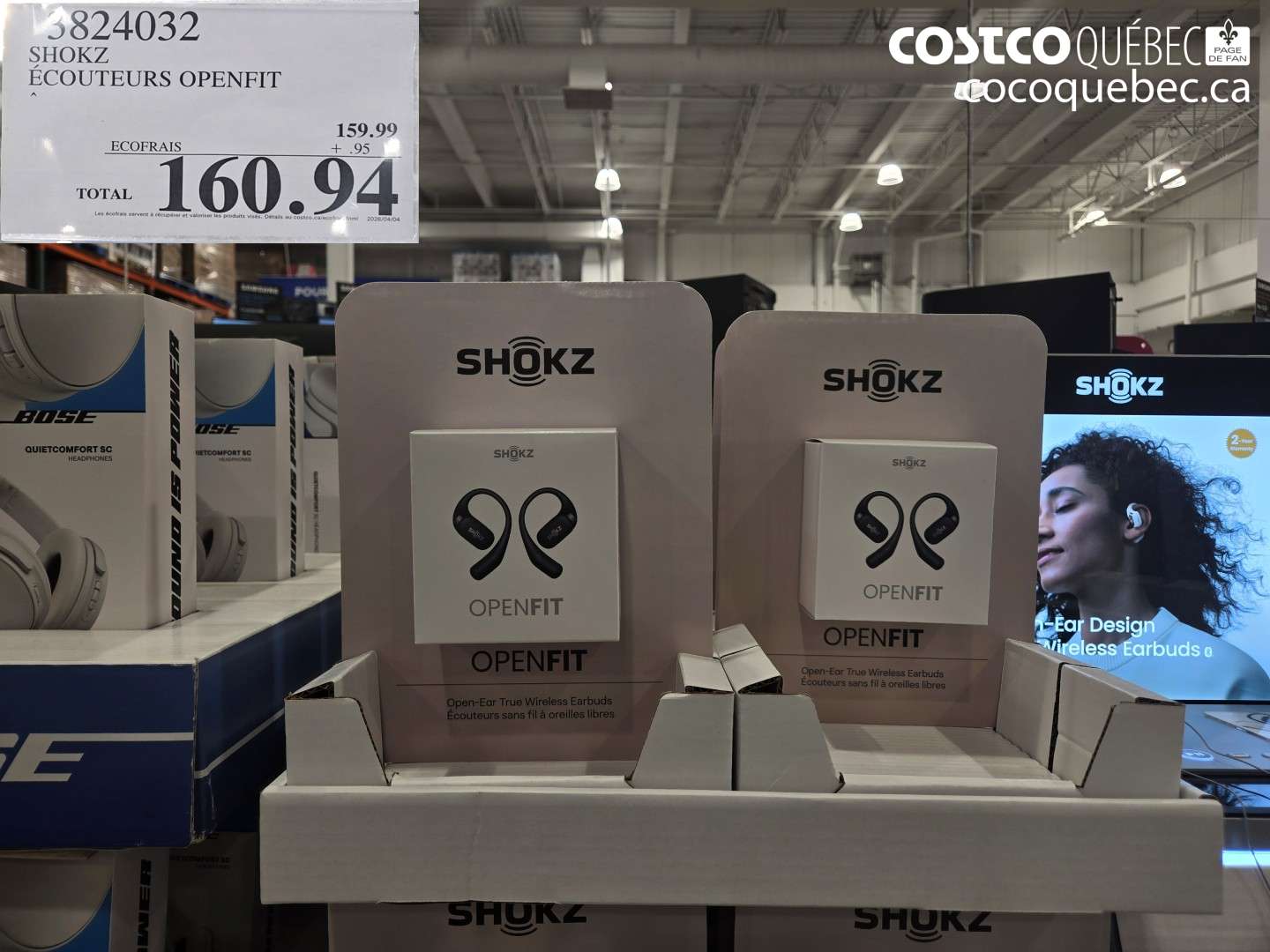3824032 SHOKZ ÉCOUTEURS OPENFIT $160.94