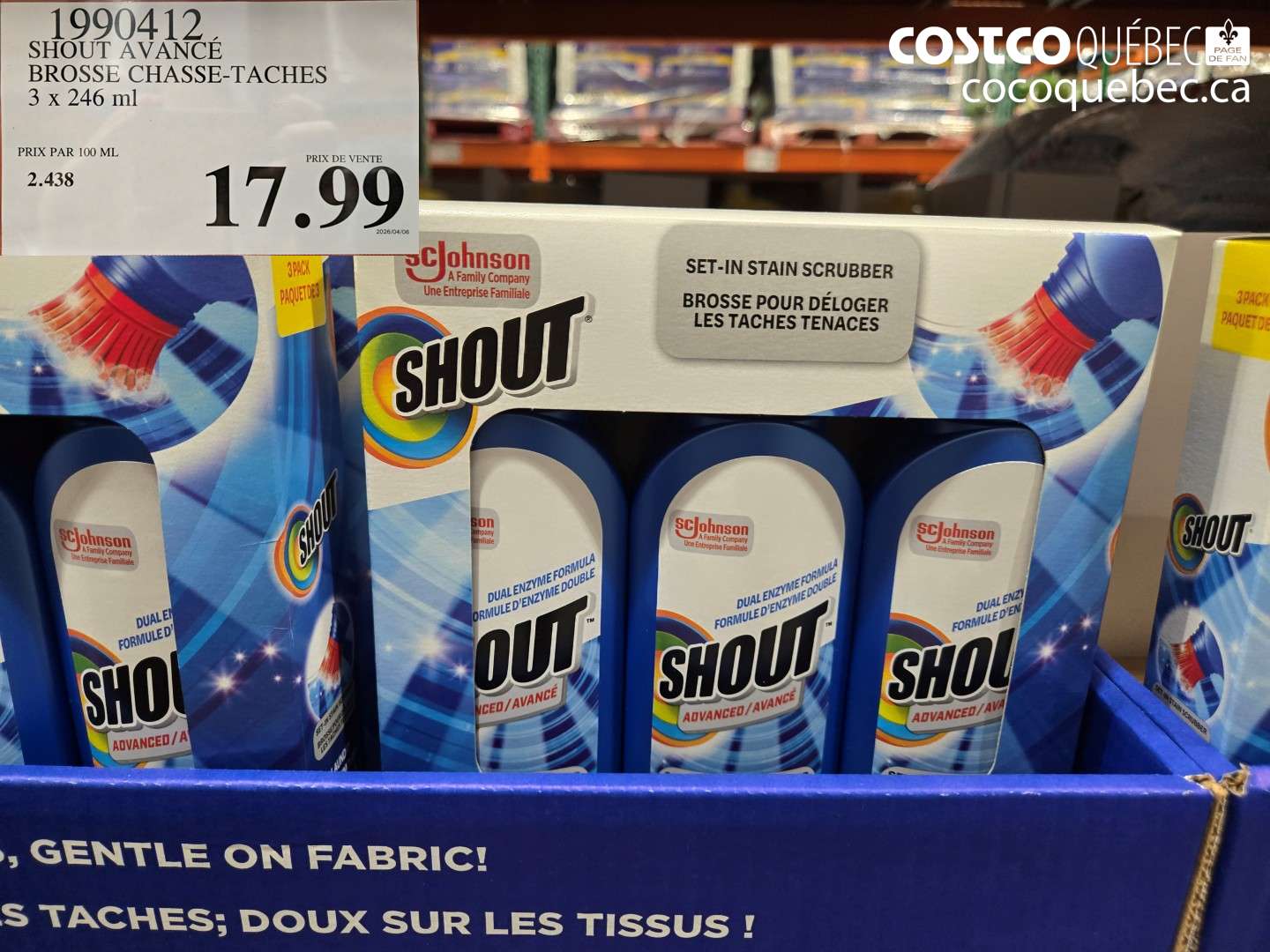 19904112 SHOUT AVANCÉ BROSSE CHASSE-TACHES 3 X 246 ML $17.99