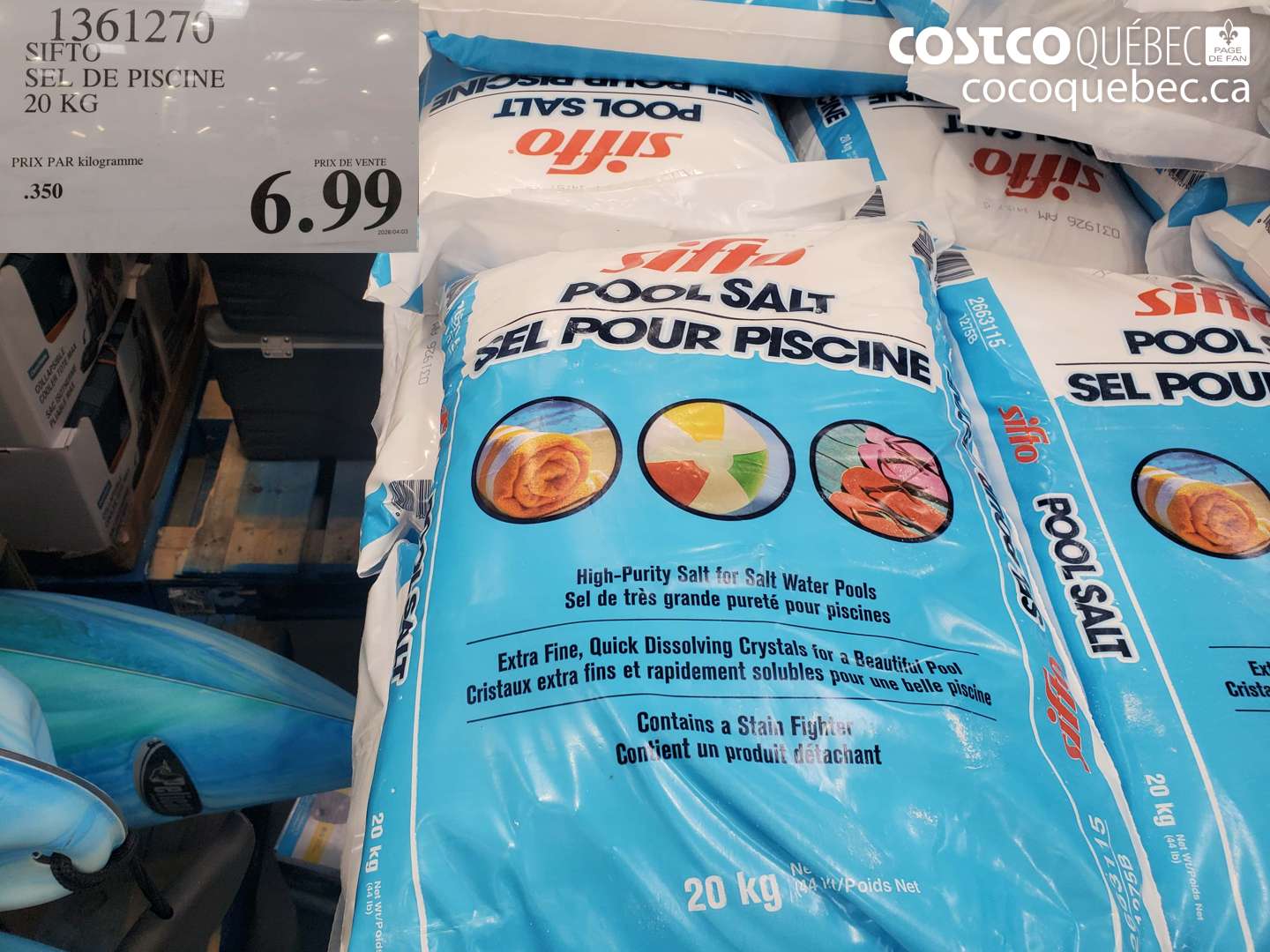 1361270 SIFTO SEL DE PISCINE 20 KG $6.99