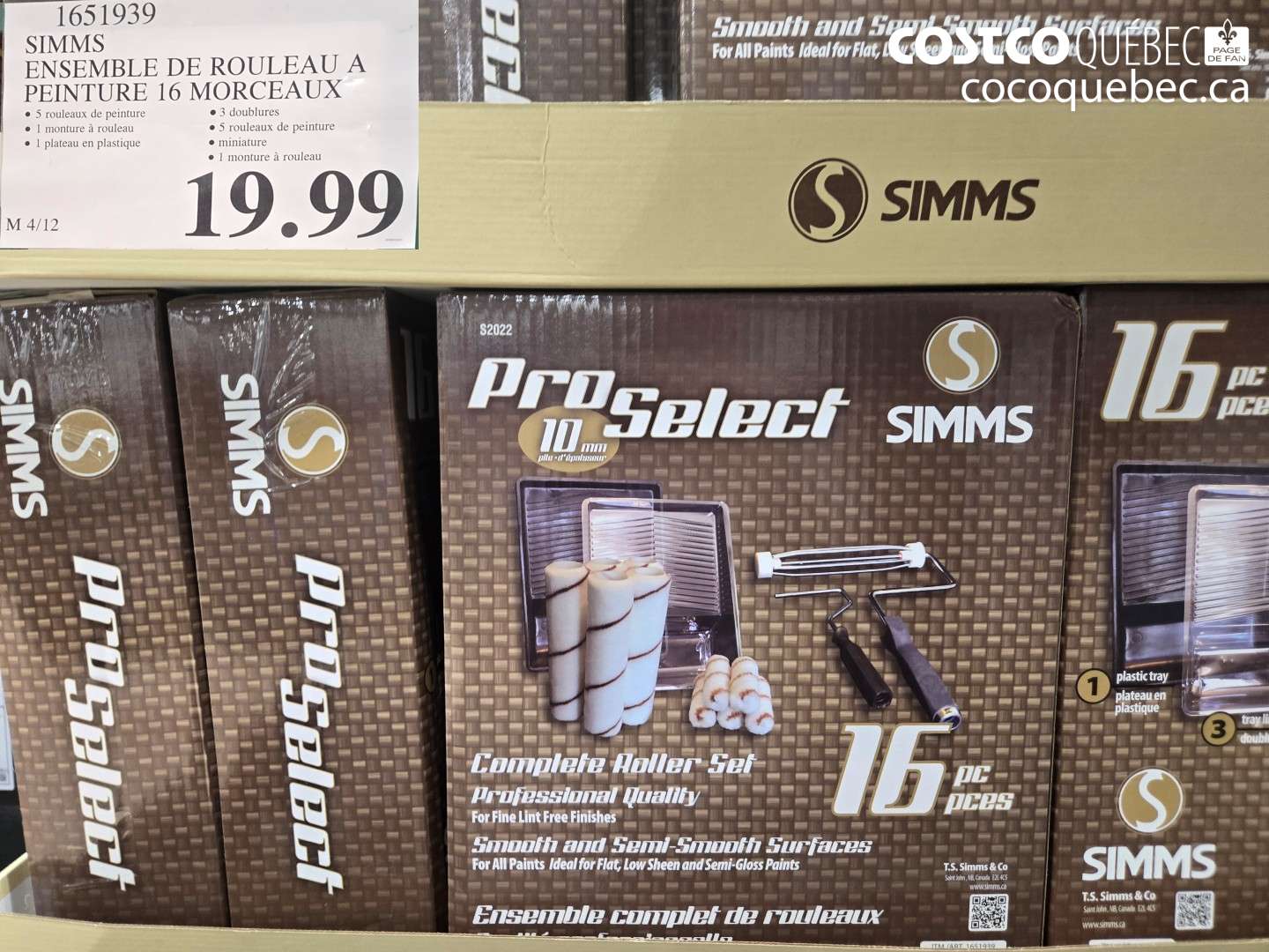1651939 SIMMS ENSEMBLE DE ROULEAU A PEINTURE 16 MORCEAUX $19.99