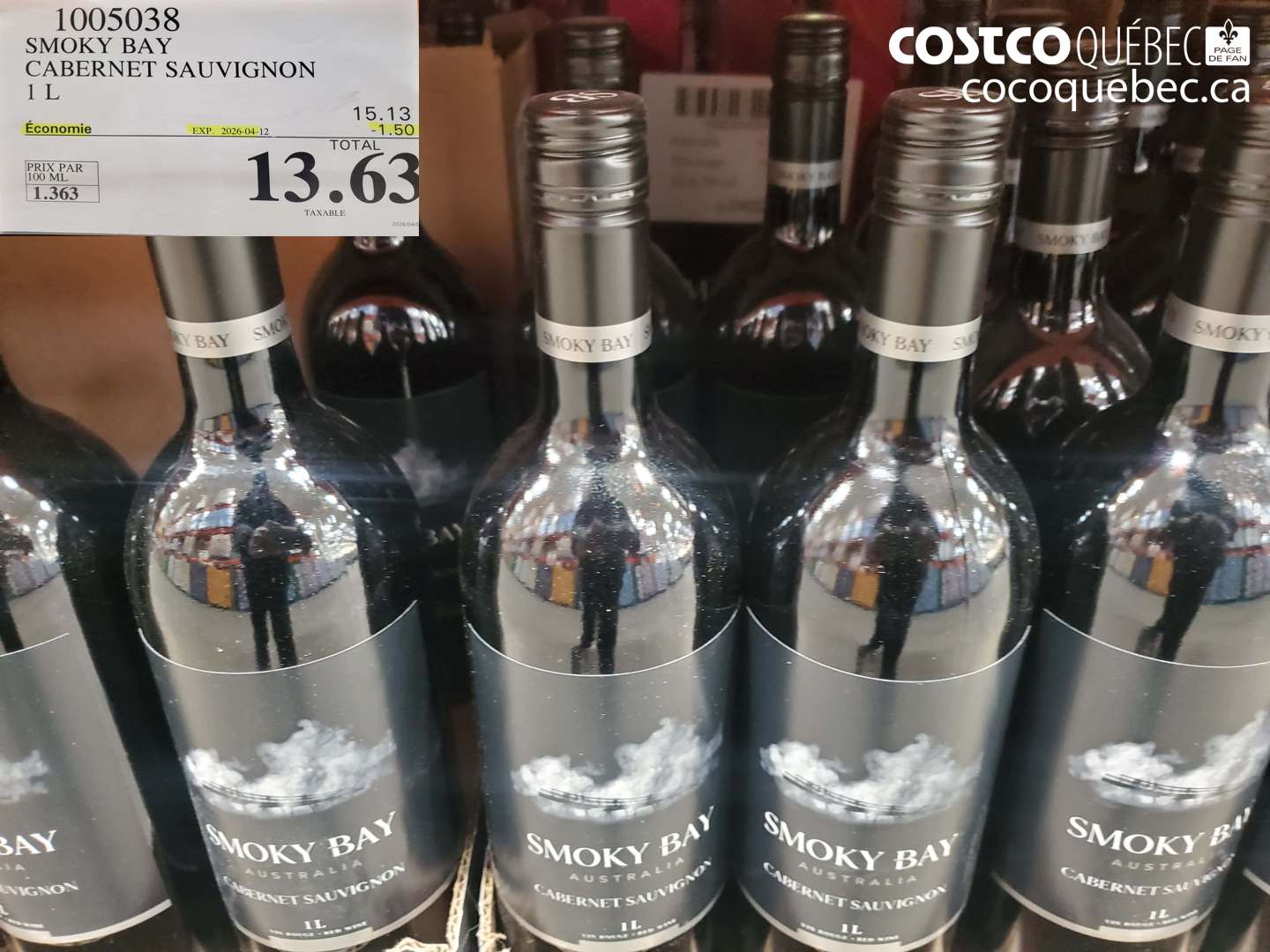1005038 SMOKY BAY CABERNET SAUVIGNON 1 L ($1.50 INSTANT SAVINGS EXPIRES ON 2026-04-12) $13.63