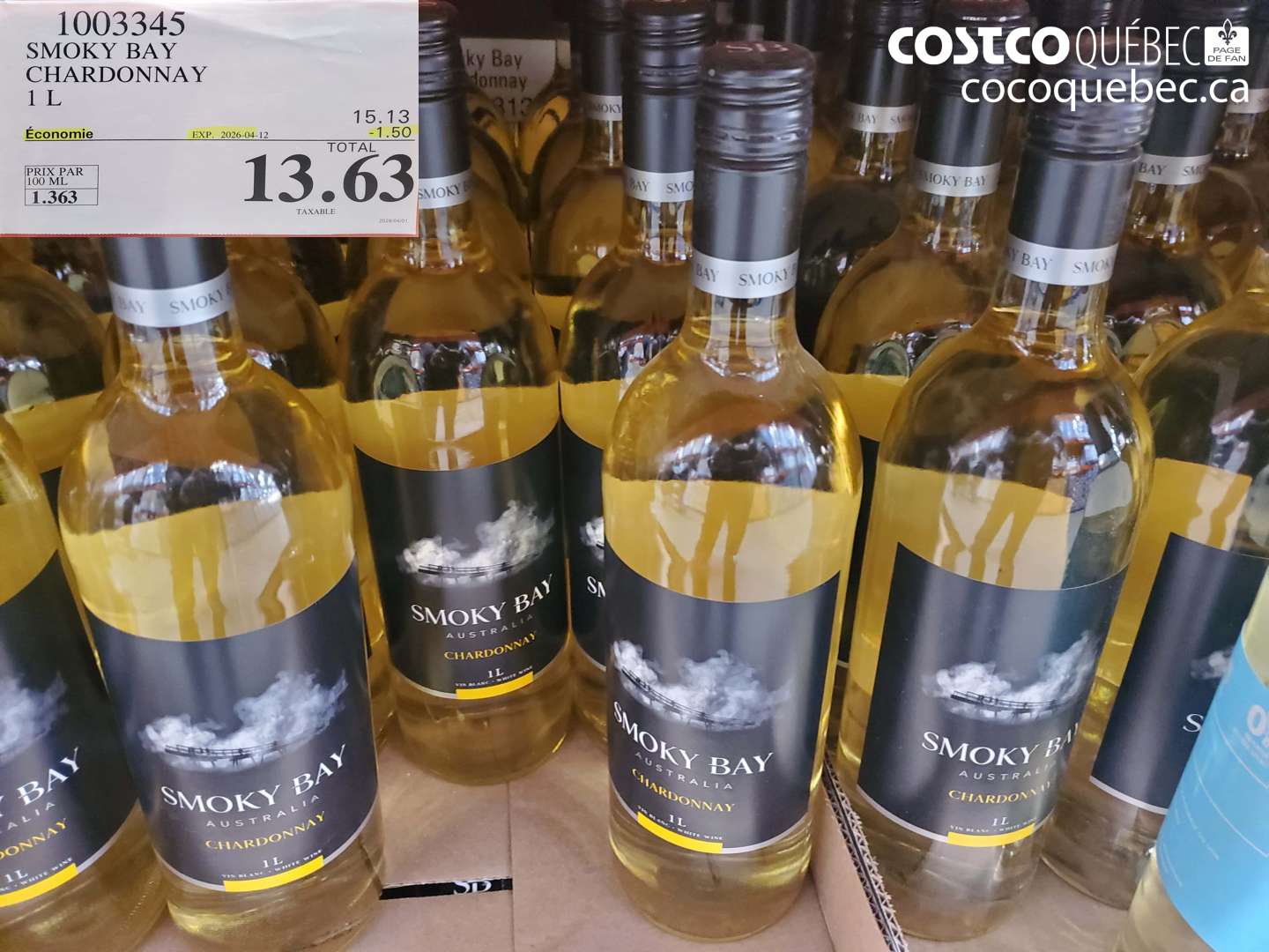1003345 SMOKY BAY CHARDONNAY 1 L ($1.50 INSTANT SAVINGS EXPIRES ON 2026-04-12) $13.63