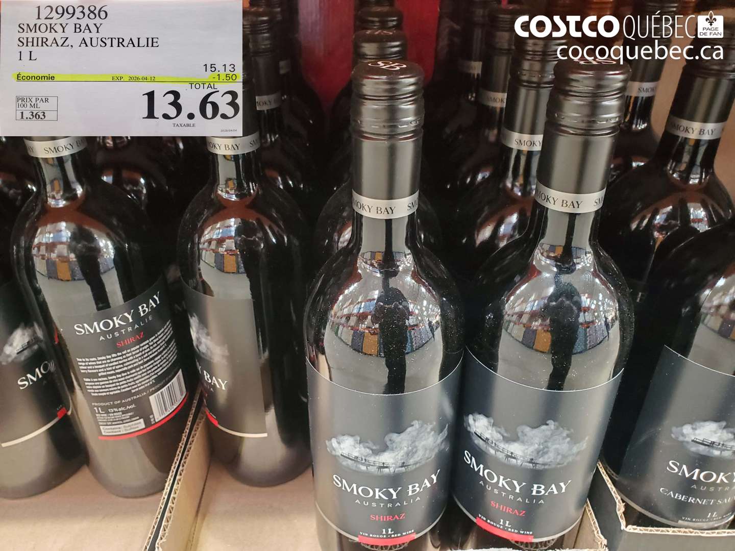 1299386 SMOKY BAY SHIRAZ, AUSTRALIE 1 L ($1.50 INSTANT SAVINGS EXPIRES ON 2026-04-12) $13.63