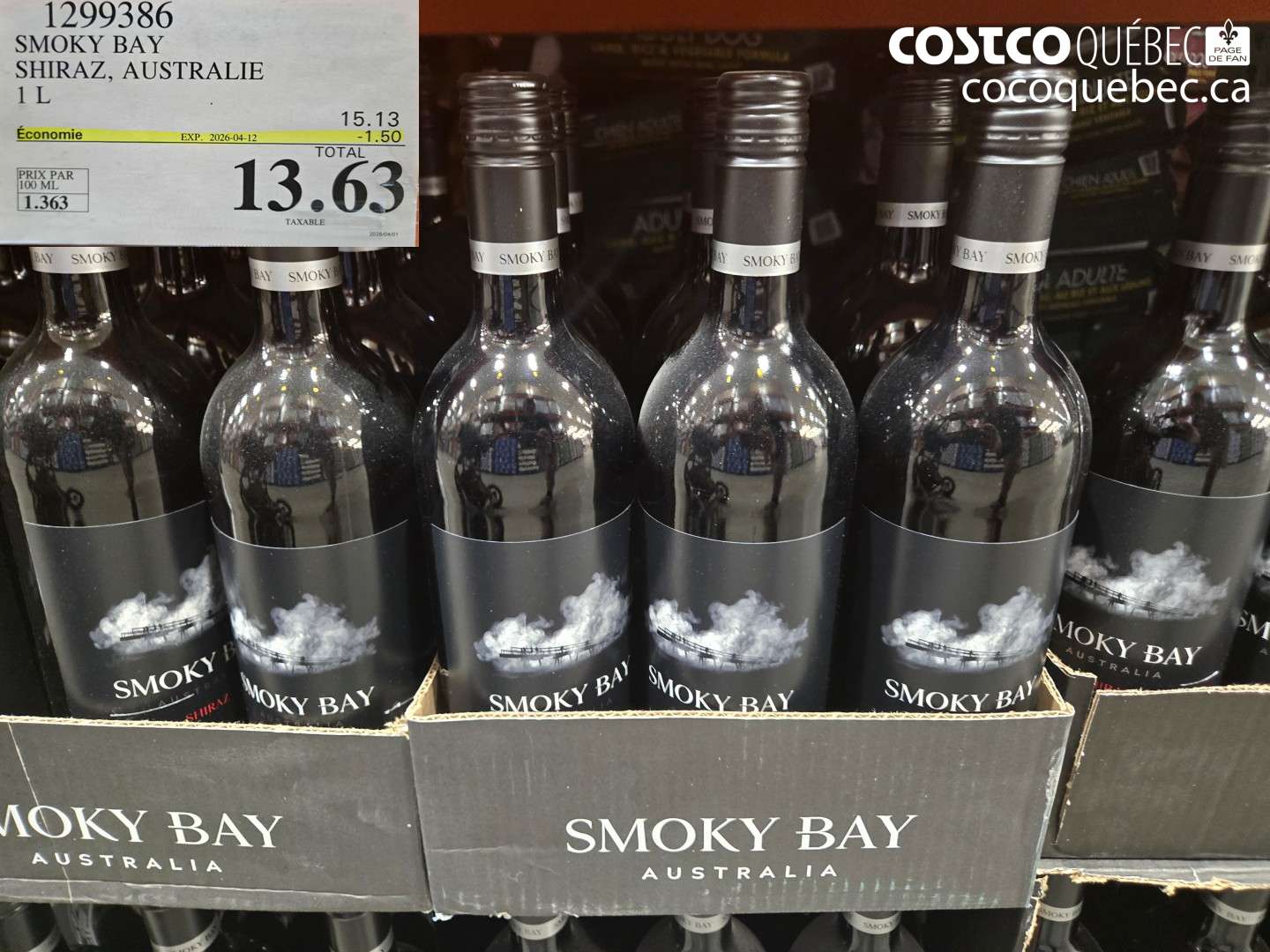 1299386 SMOKY BAY SHIRAZ, AUSTRALIE 1 L ($1.50 INSTANT SAVINGS EXPIRES ON 2026-04-12) $13.63
