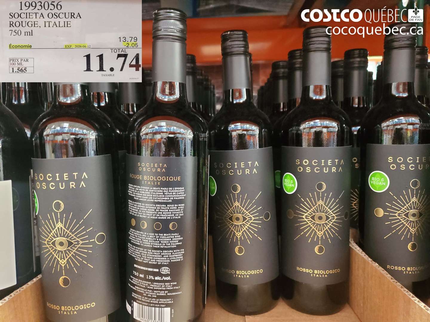 1993056 SOCIETA OSCURA ROUGE, ITALIE 750 ML ($2.05 INSTANT SAVINGS EXPIRES ON 2026-04-12) $11.74