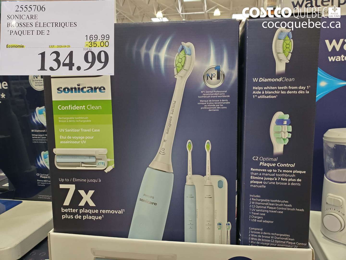 2555706 SONICARE BROSSES ÉLECTRIQUES PAQUET DE 2 ($35.00 INSTANT SAVINGS EXPIRES ON 2026-04-26) $134.99