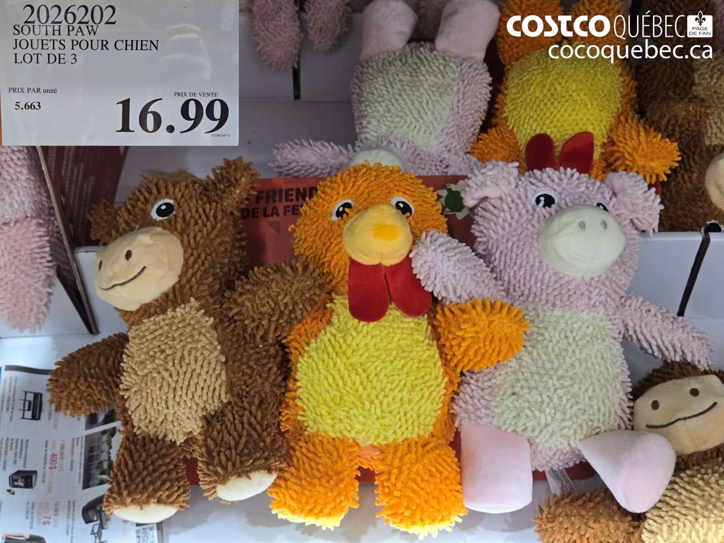 2026202 SOUTH PAW JOUETS POUR CHIEN LOT DE 3 $16.99