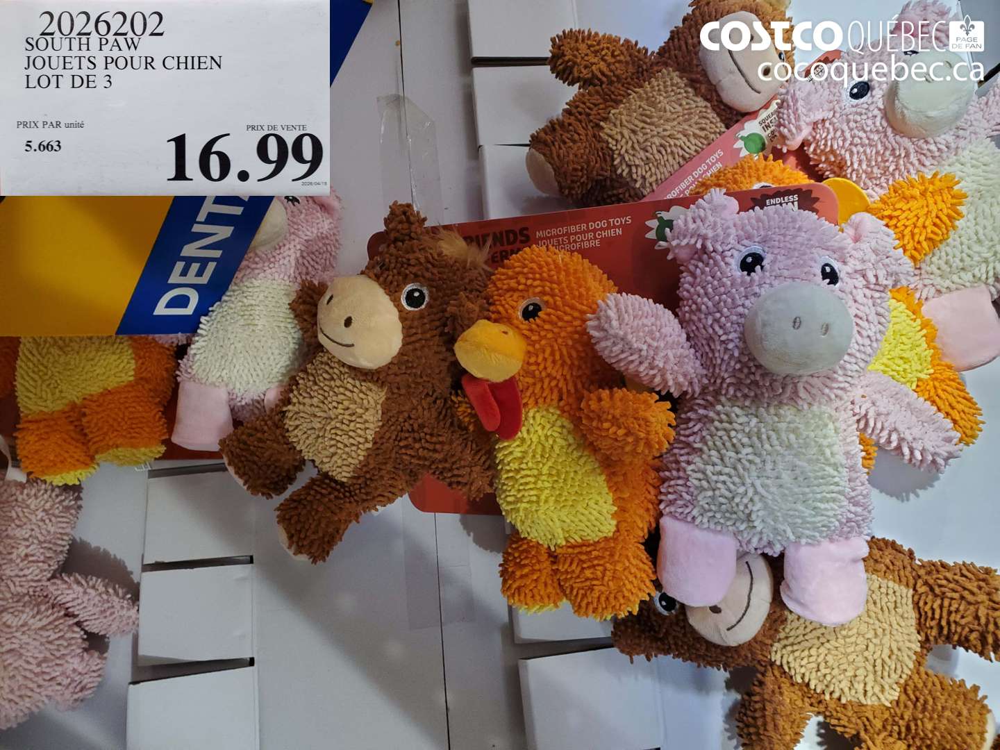 2026202 SOUTH PAW JOUETS POUR CHIEN LOT DE 3 $16.99