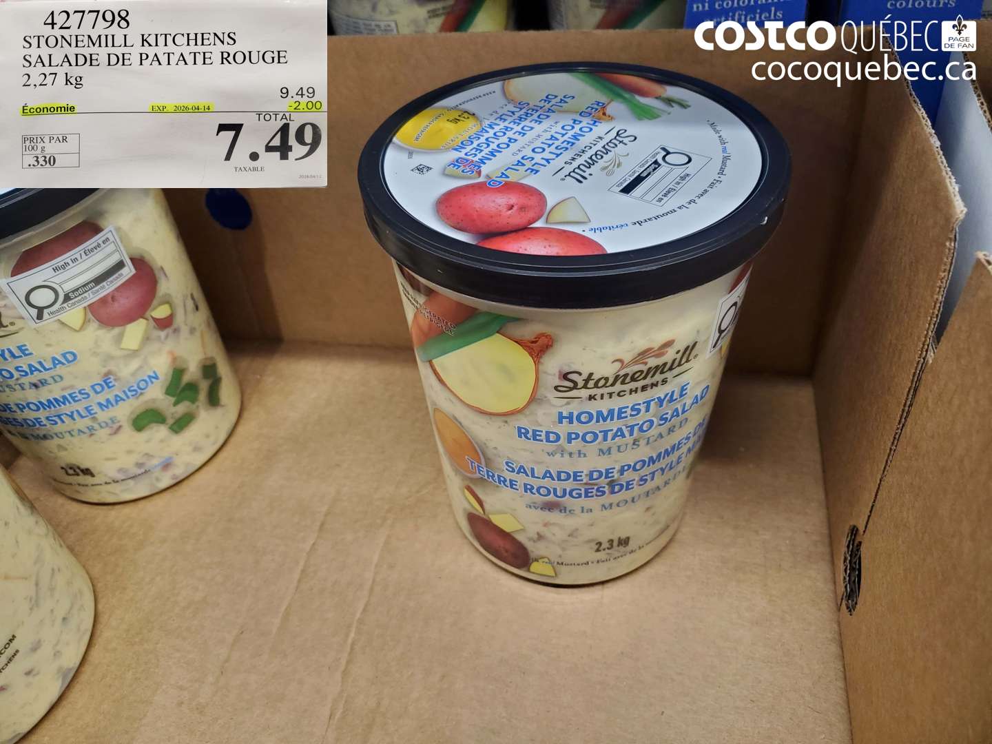 427798 STONEMILL KITCHENS SALADE DE PATATE ROUGE 2,27 KG ($2.00 INSTANT SAVINGS EXPIRES ON 2026-04-14) $7.49