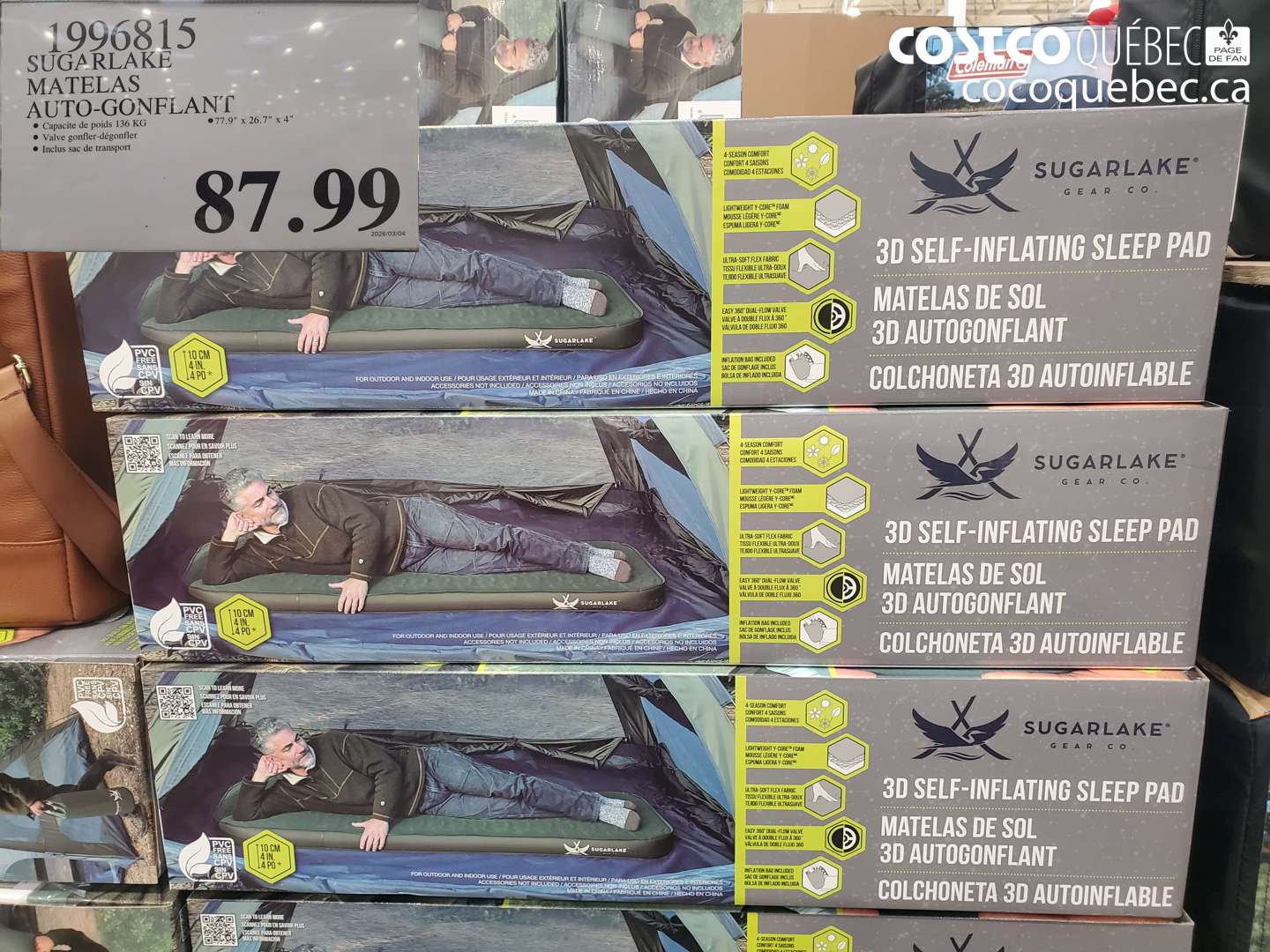 1966815 SUGARLAKE MATELAS AUTO-GONFLANT $87.99