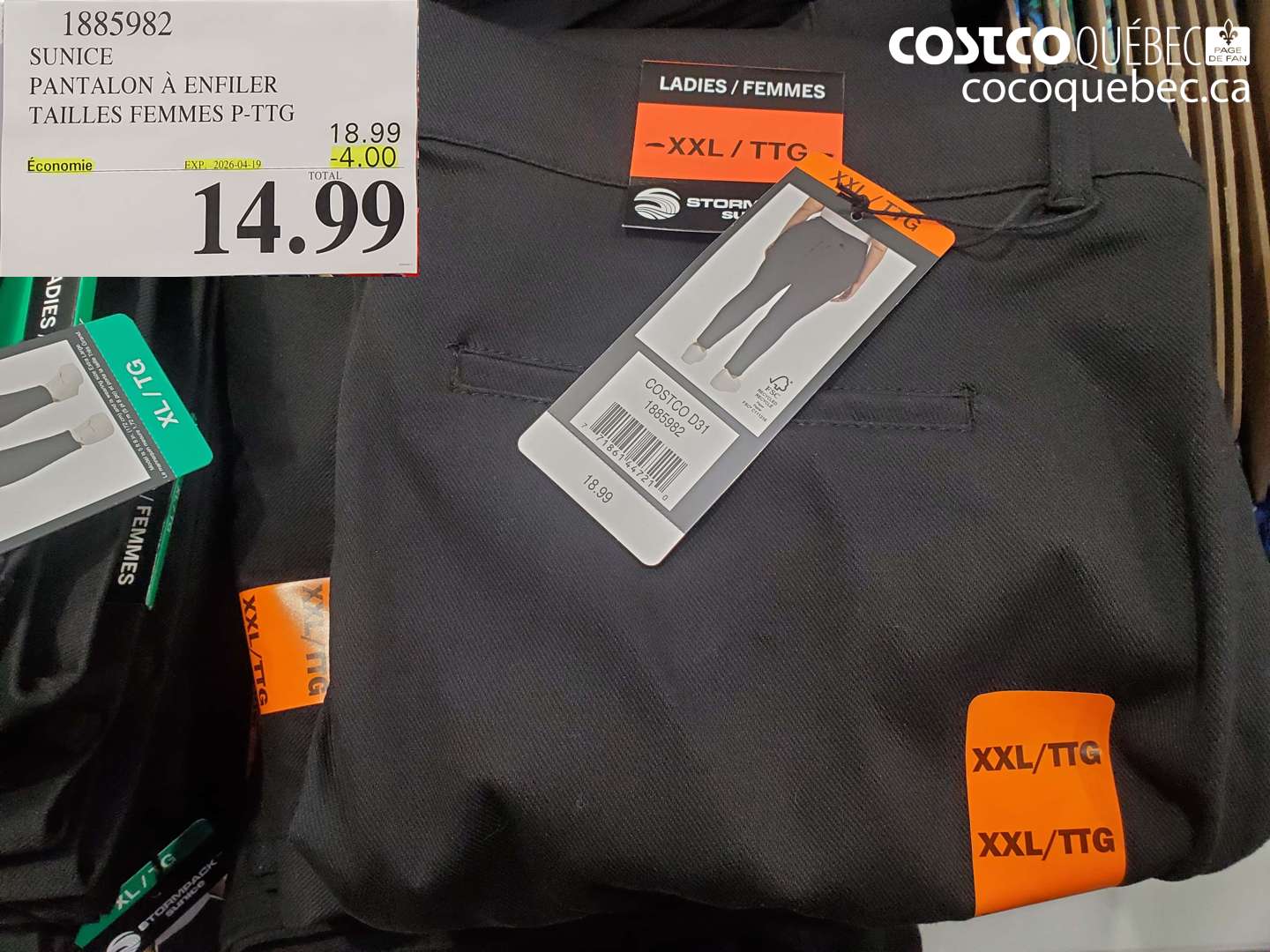 1885982 SUNICE PANTALON À ENFILER TAILLES FEMMES P-TTG ($4.00 INSTANT SAVINGS EXPIRES ON 2026-04-19) $14.99