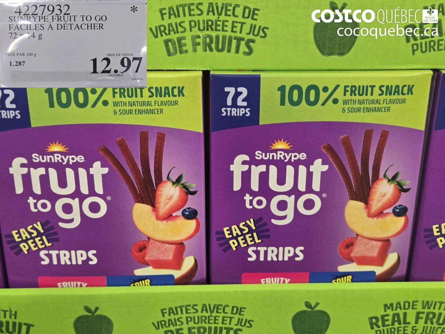 4277932 SUNRYPE, FRUIT TO GO FACILES A DETACHER $12.97