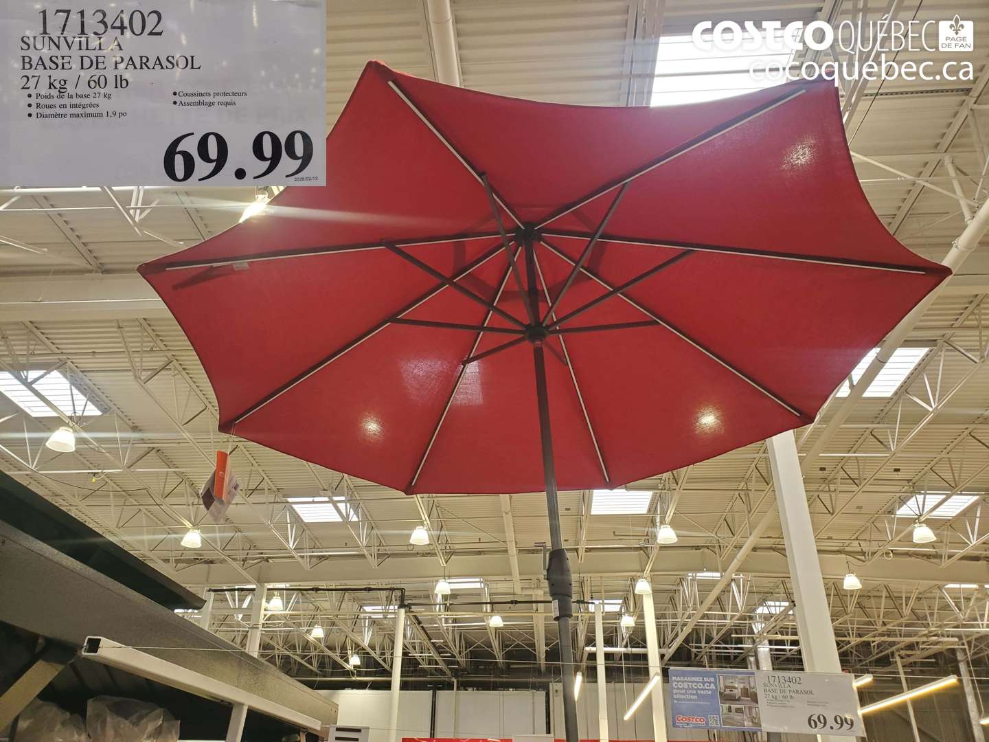 1713402 SUNVILLA BASE DE PARASOL 27 KG / 60 LB $69.99