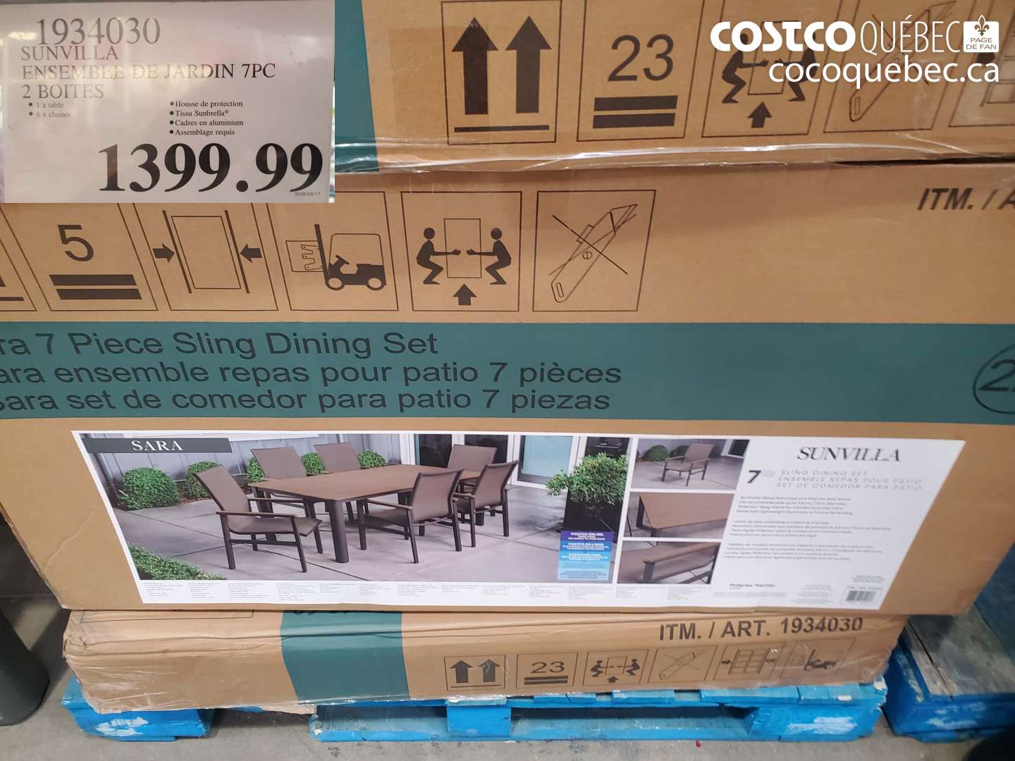 1934030 SUNVILLA ENSEMBLE DE JARDIN 7PC 2 BOITES $1399.99